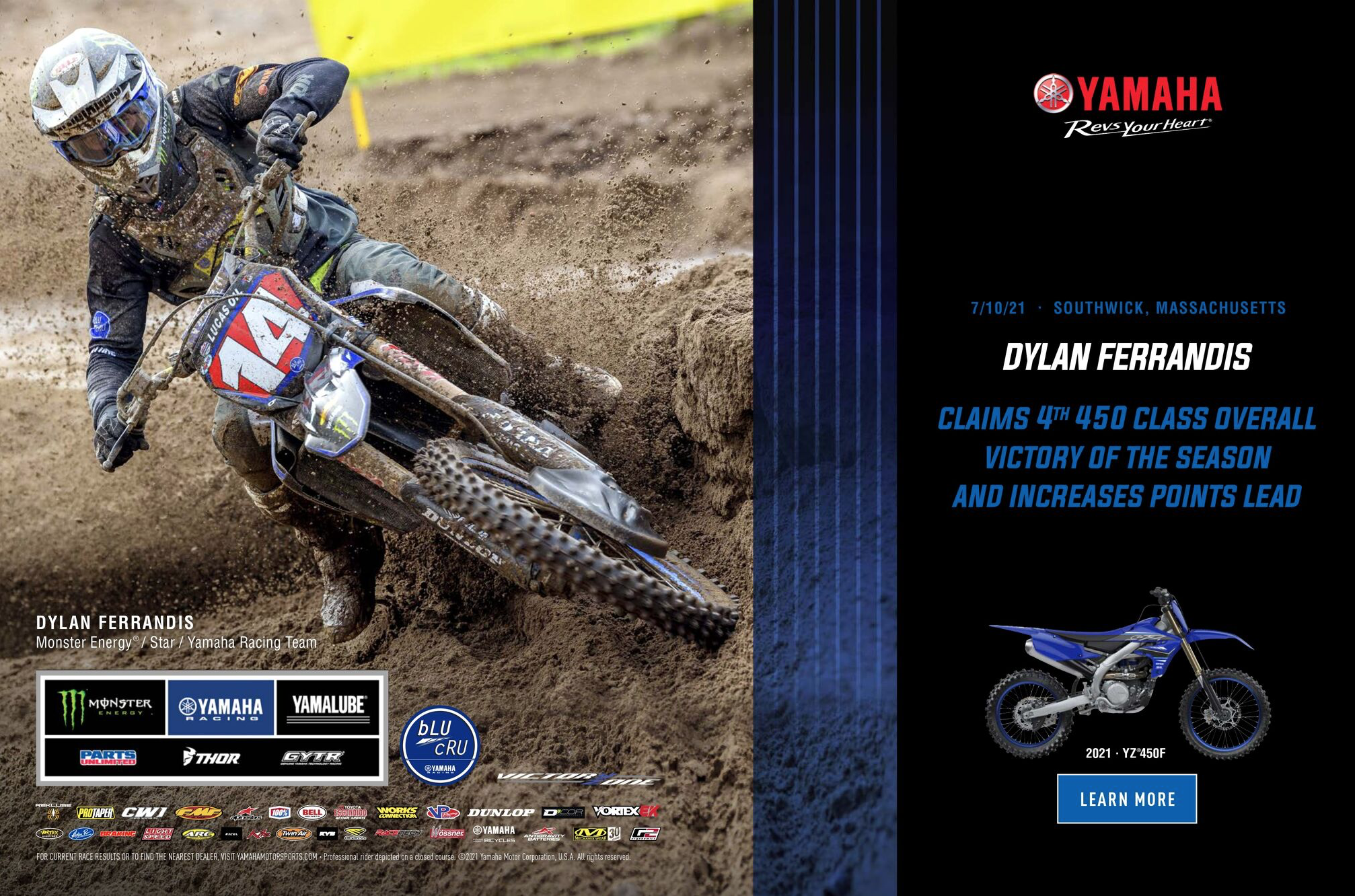 A Yamaha win ad for Dylan Ferrandis in the latest Cycle News issue.