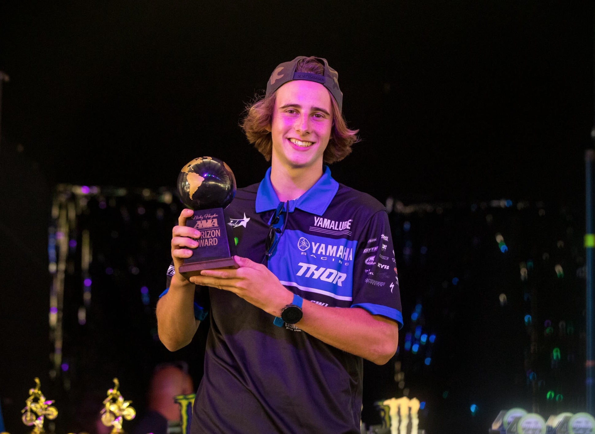 Monster Energy/Star Yamaha Racing’s Levi Kitchen received the 2021 AMA Nicky Hayden Amateur Horizon Award.