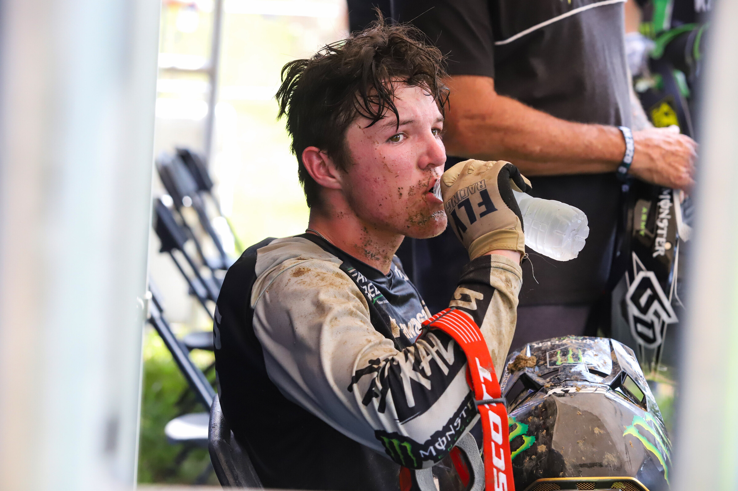 Chance Hymas after winning the first moto.