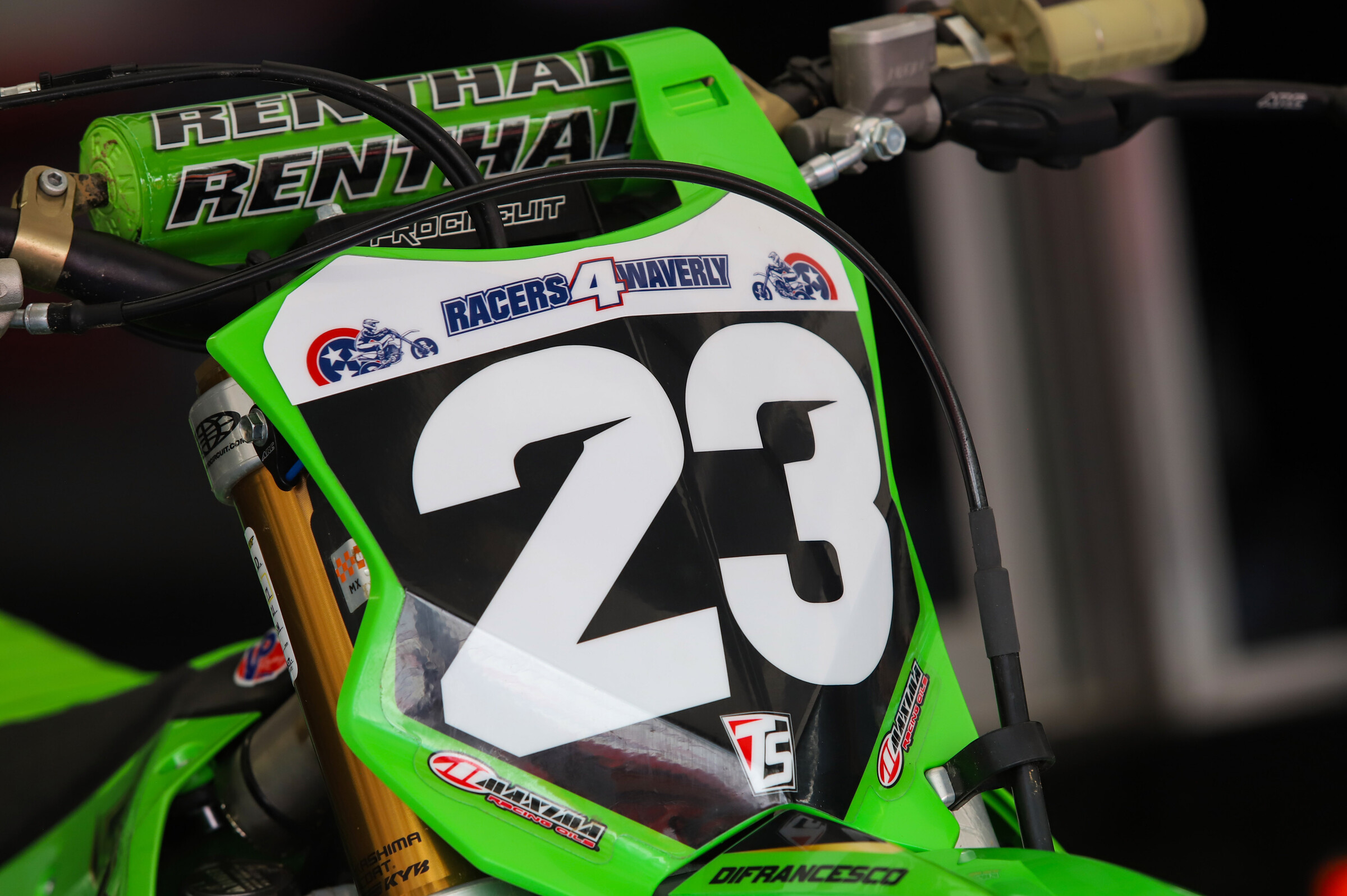 Ryder DiFranceso's KX250 with Racers 4 Waverly logos.