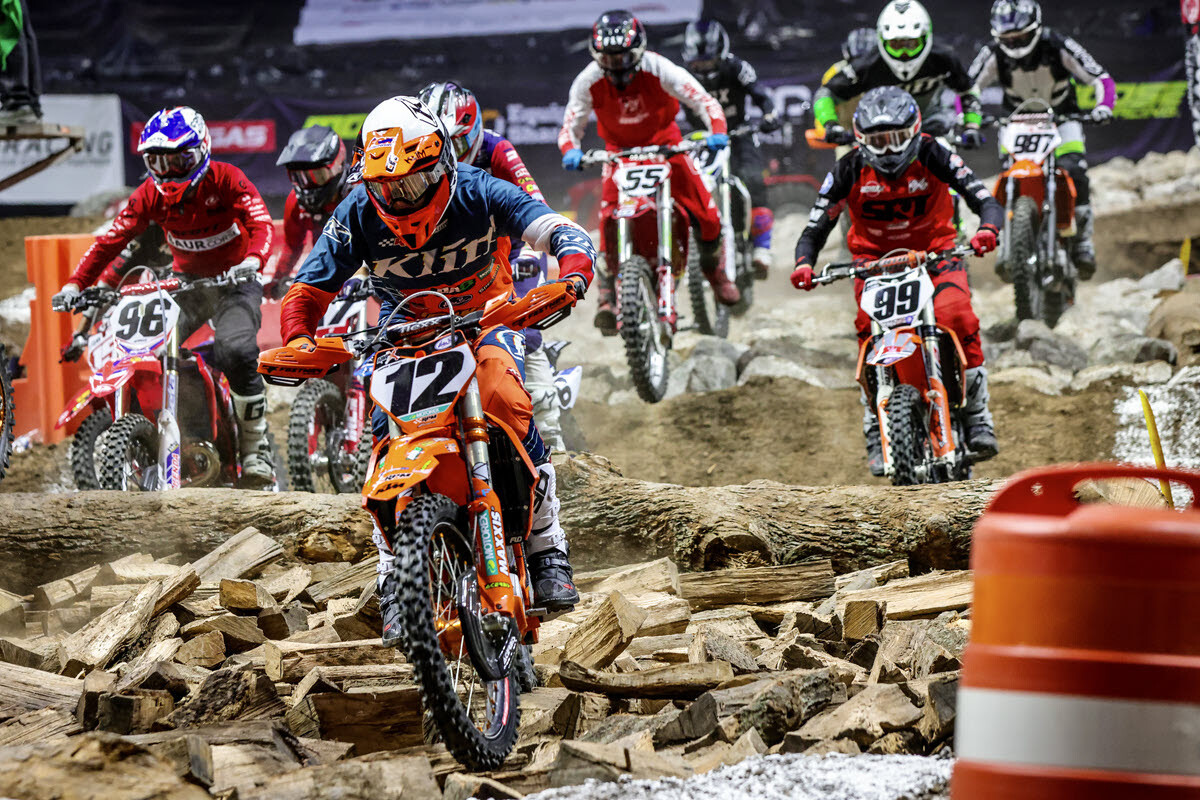 Cooper Abbott (12) finished in the top three in all three motos and finished third overall.