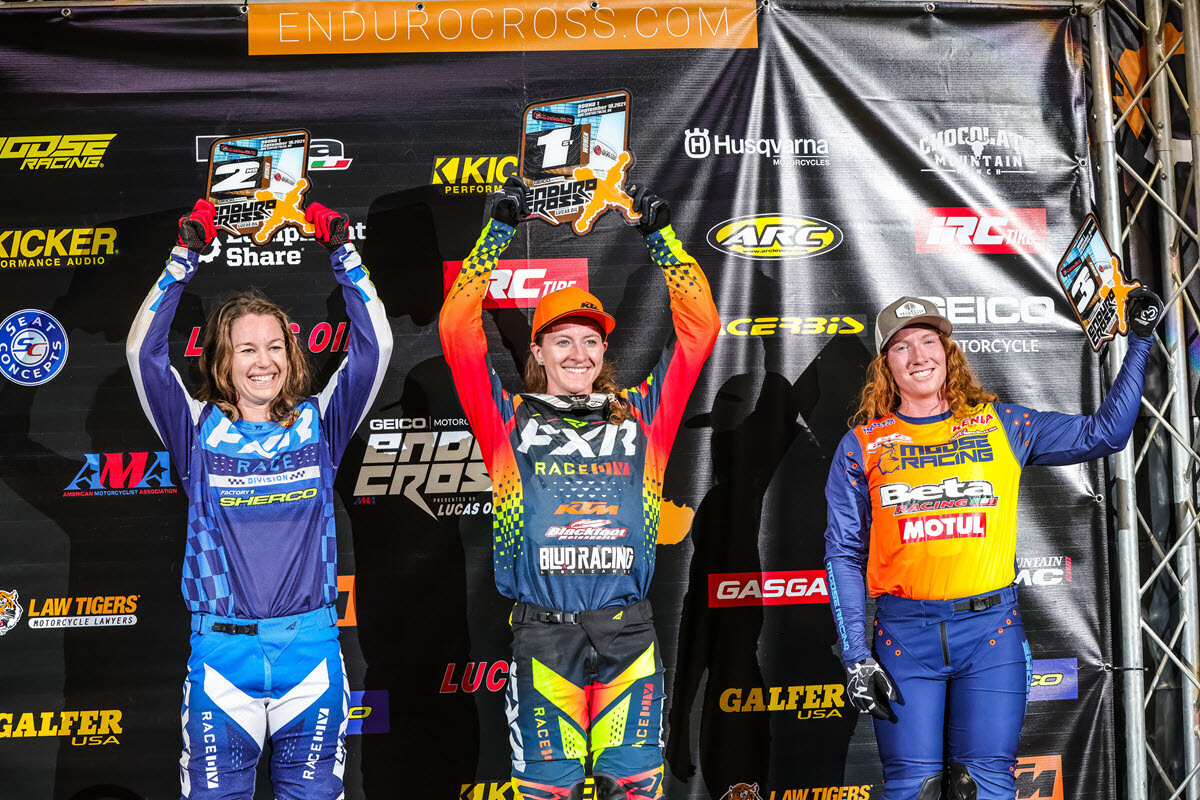 Shelby Turner (center) won the Women's class. Louise Forsley (left) finished secoind and Morgan Tanke rounded out the podium.