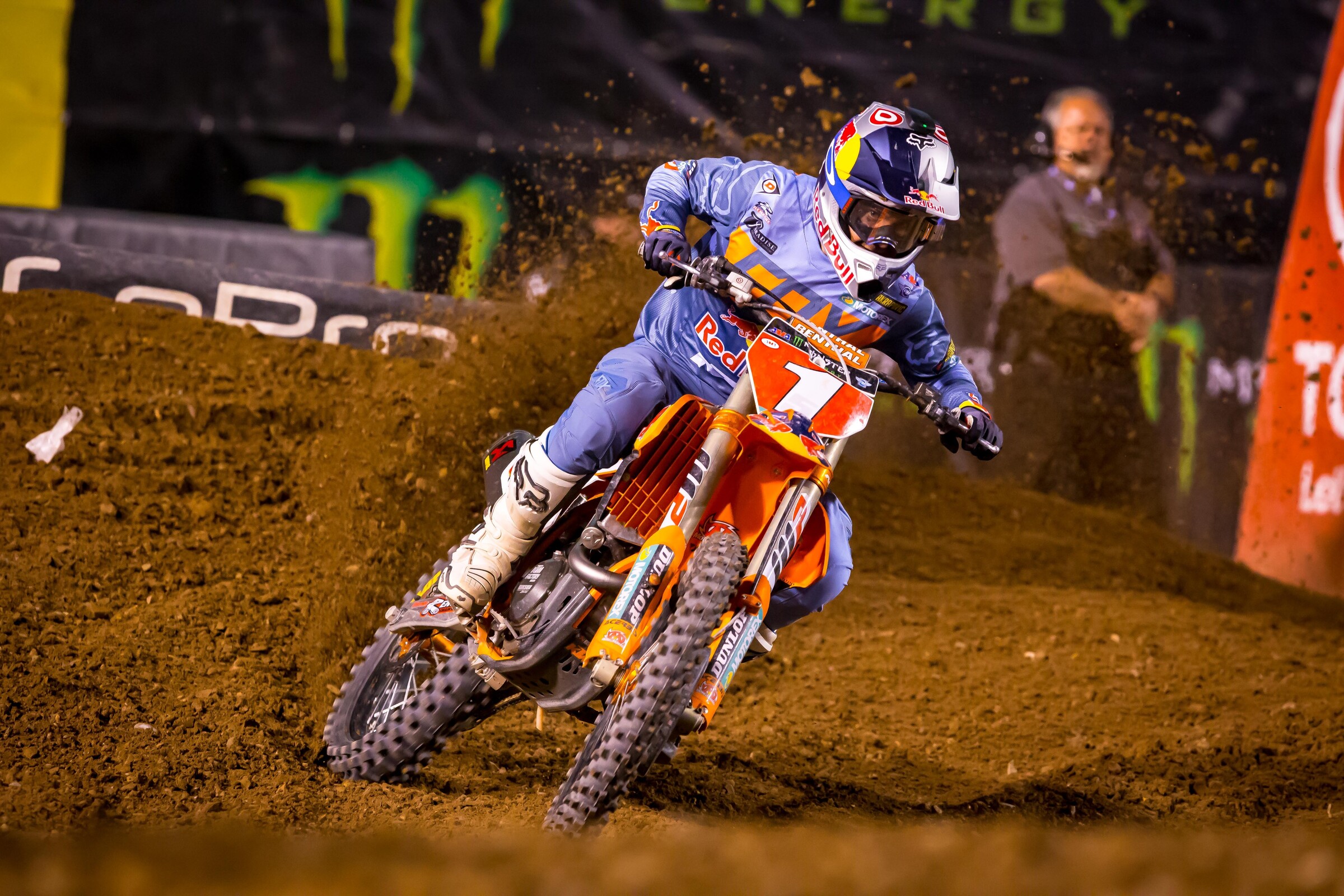 Ryan Dungey racing Monster Energy AMA Supercross in 2017, his final year of professional racing.