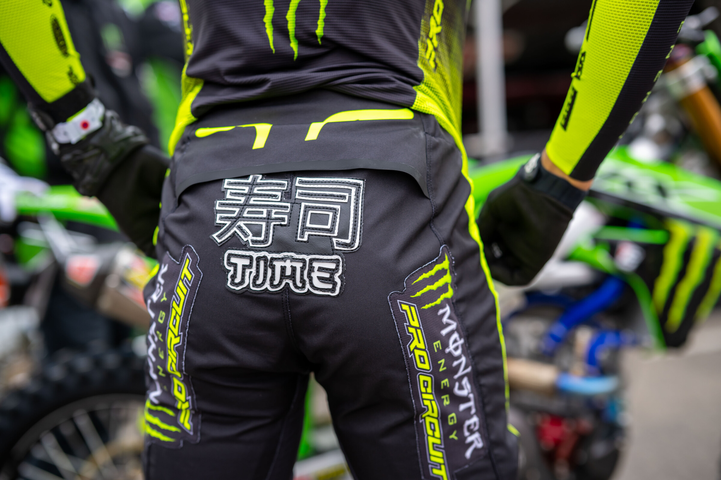 Jo Shimoda butt patch guesses: Show-Time? Sushi-Time? Shimoda-Time?