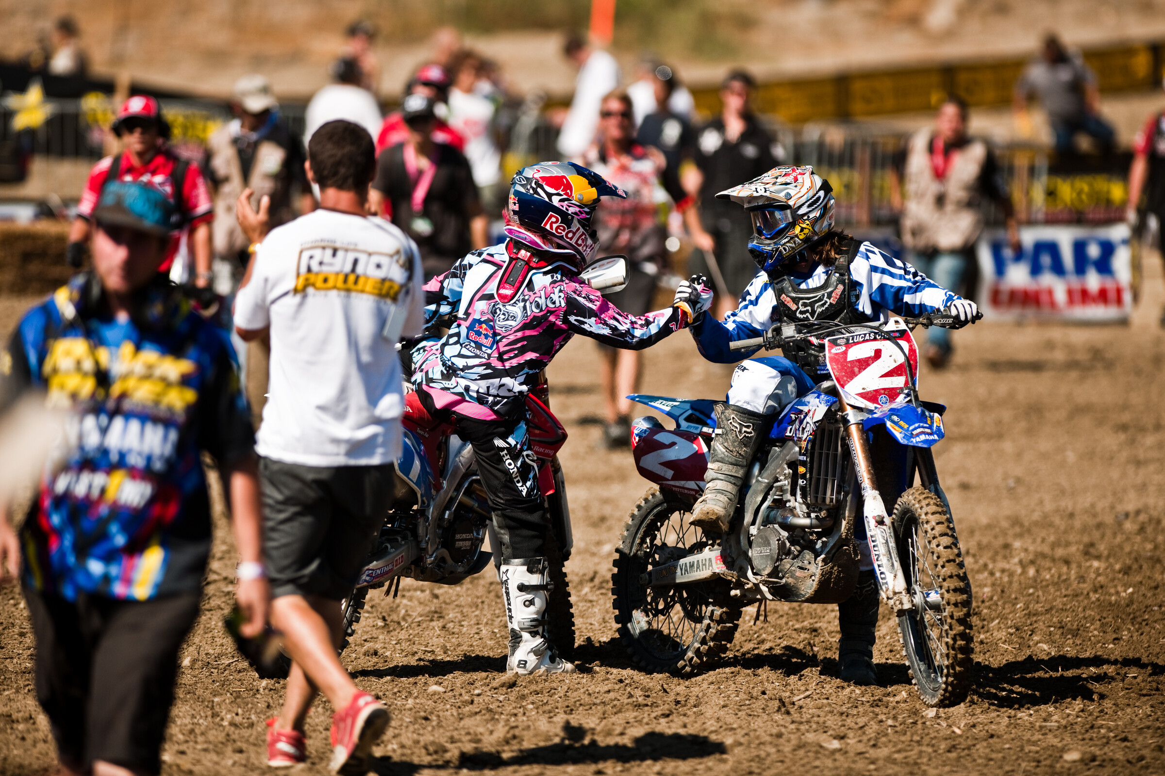 Jessica Patterson-Ray at the 2010 Pala National WMX event with Ashley Fiolek.