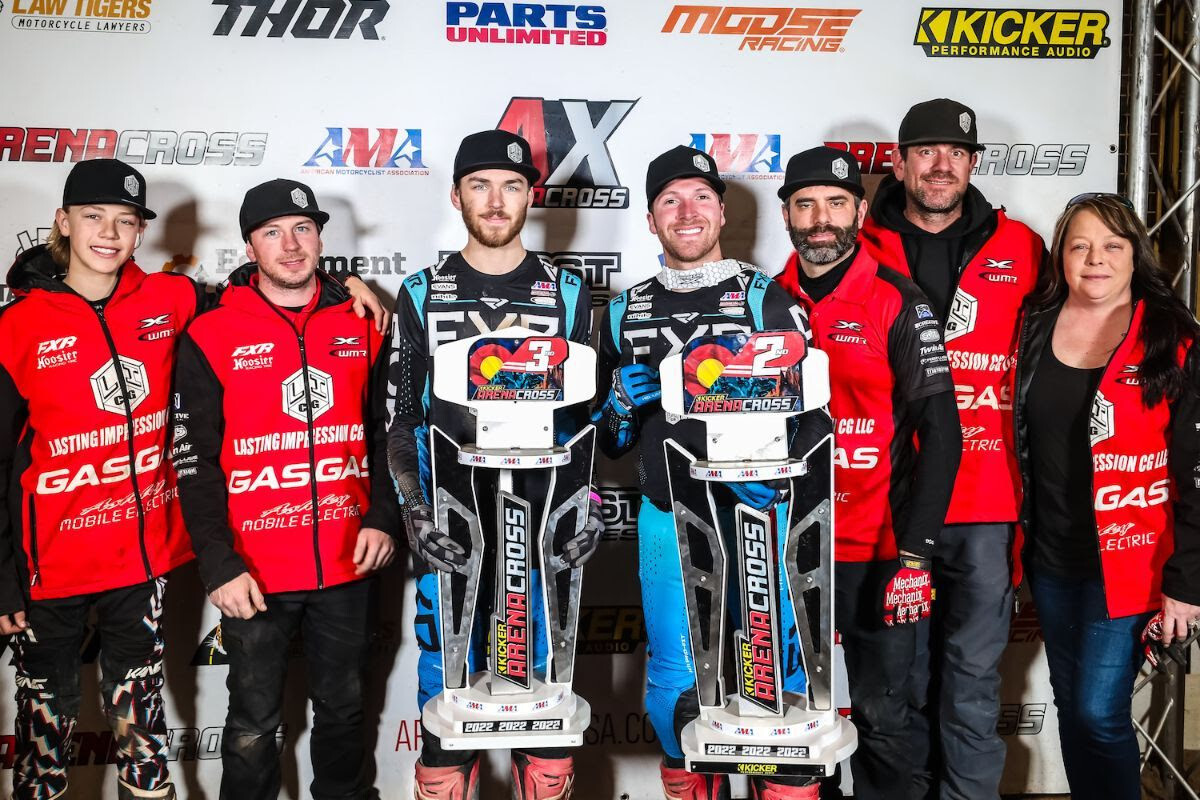 Last Impressions Team celebrates Kyle Bitterman (second overall) and Wristin Grigg (third overall) and their 2022 AMA AX Series Podium finishes.
