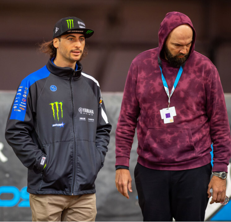 Rider Dylan Ferrandis and Coach Cobra DV looking for a start.