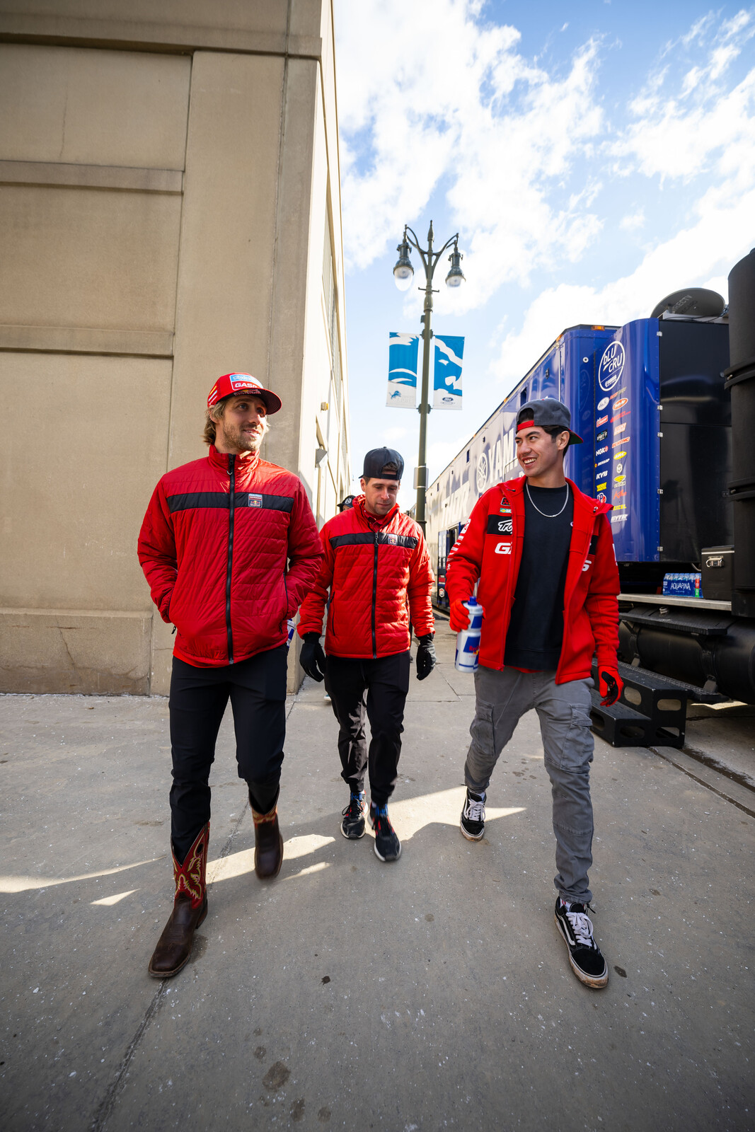 Barcia, Hahn, and Brown at the Detroit Supercross.