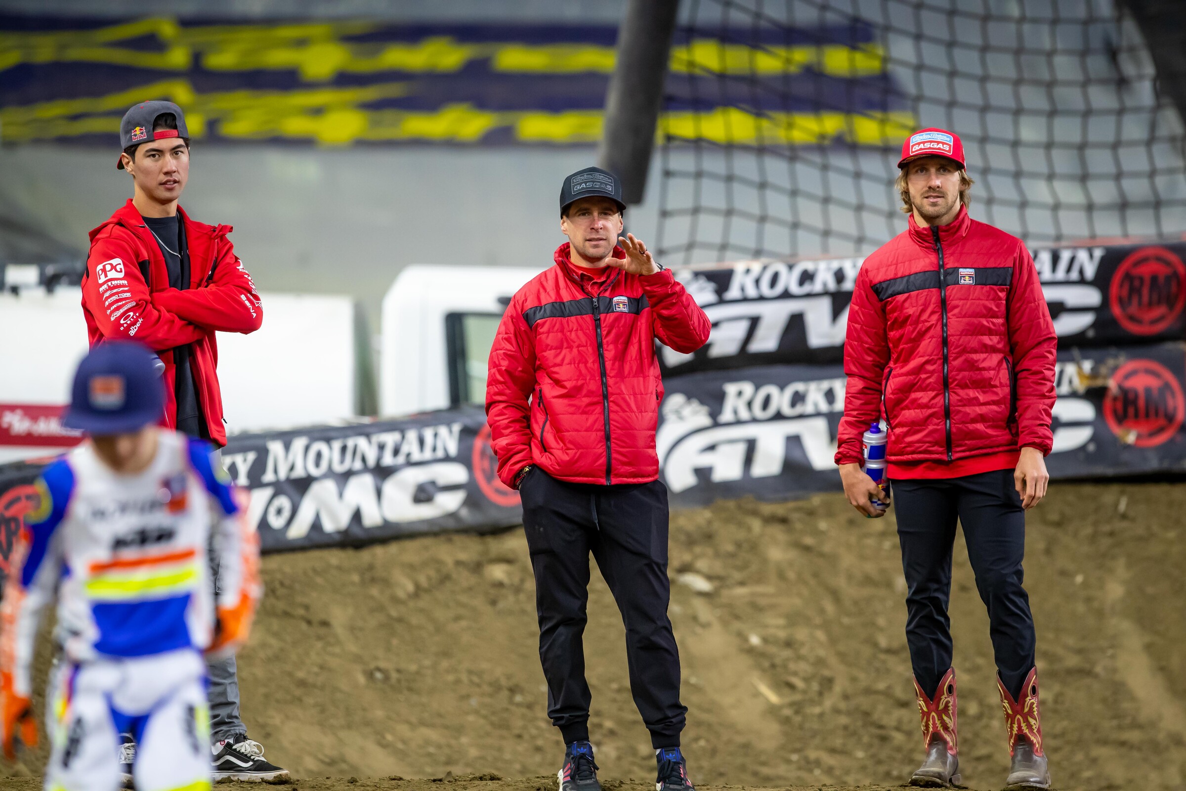 Brown, Hahn, and Barcia during track walk.