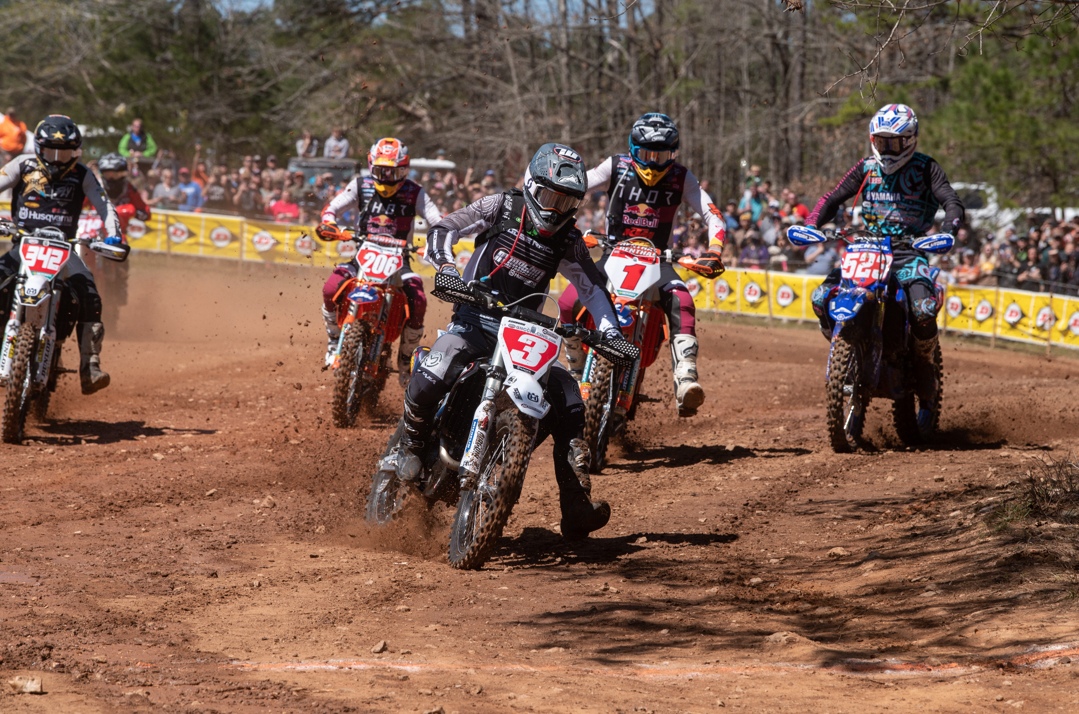 Jordan Ashburn grabbed the holeshot exiting the second turn. Ben Kelley was right behind him and would take the early lead.
