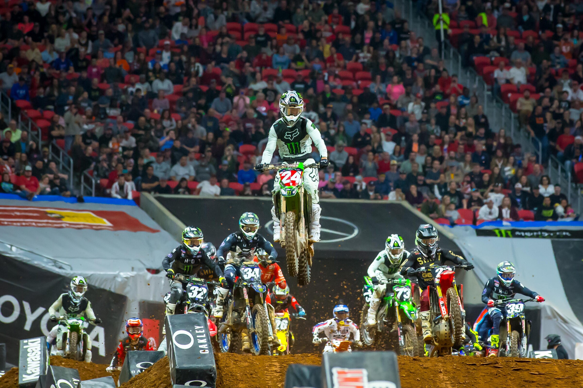 Forkner grabbed the holeshot with several of the top championship threats in both regions right behind him.
