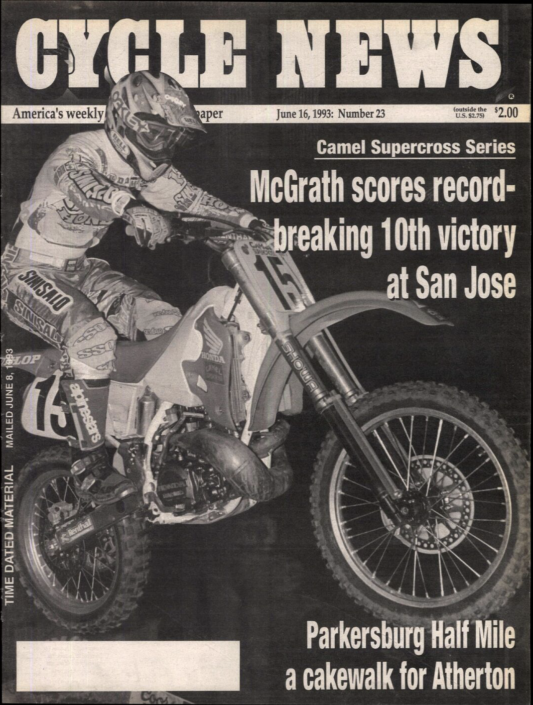 Jeremy McGrath on the cover of Cycle News.