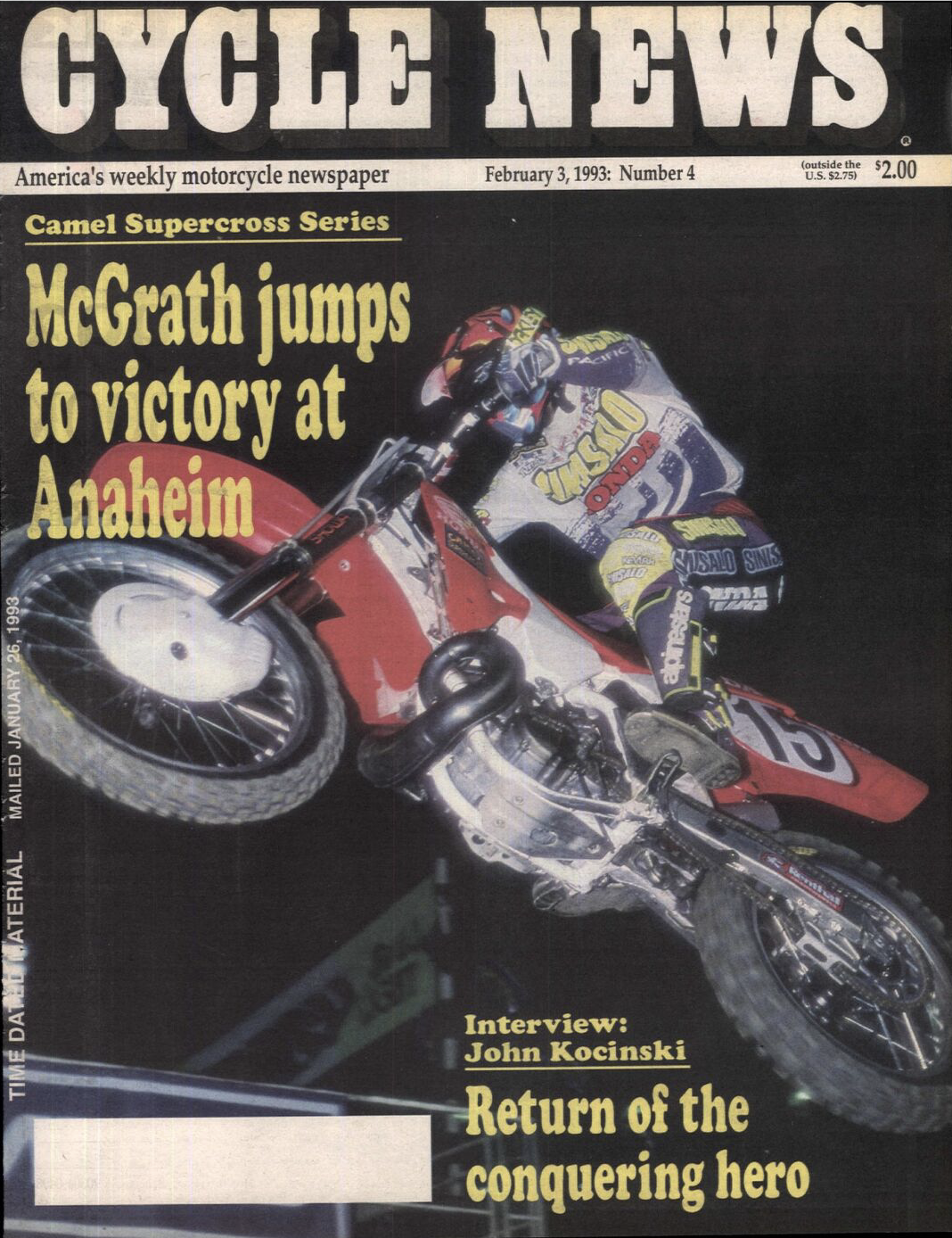 Jeremy McGrath on the cover of Cycle News.