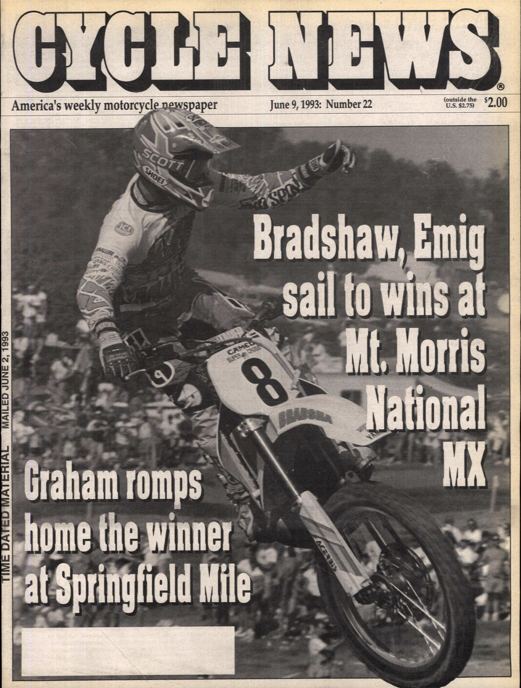 Damon Bradshaw on the cover of Cycle News.