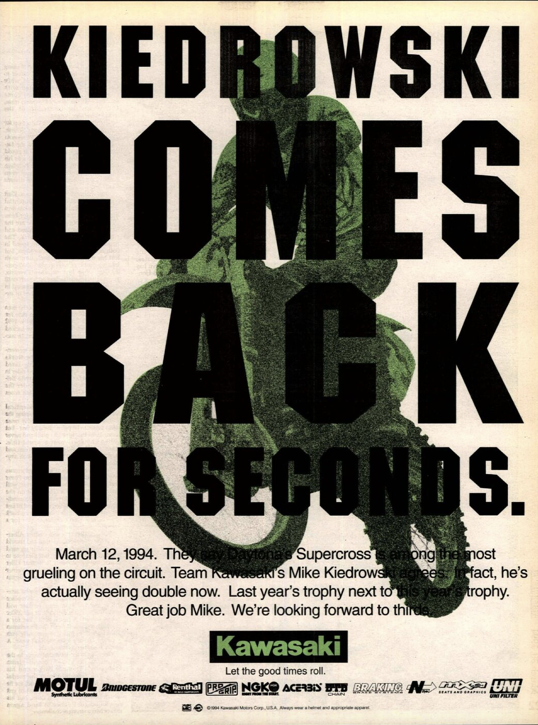 Mike Kiedrowski on the cover of Cycles News.