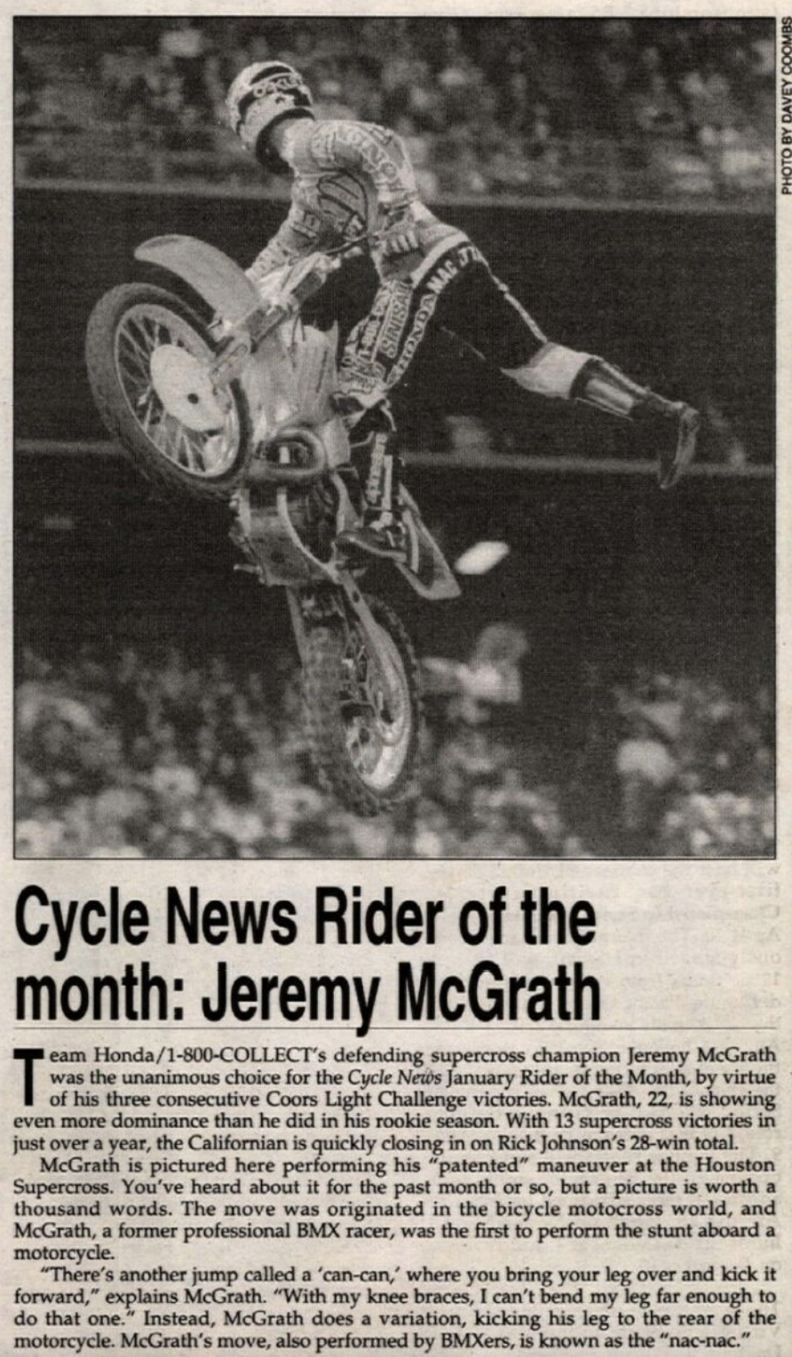 Jeremy McGrath in Cycles News.