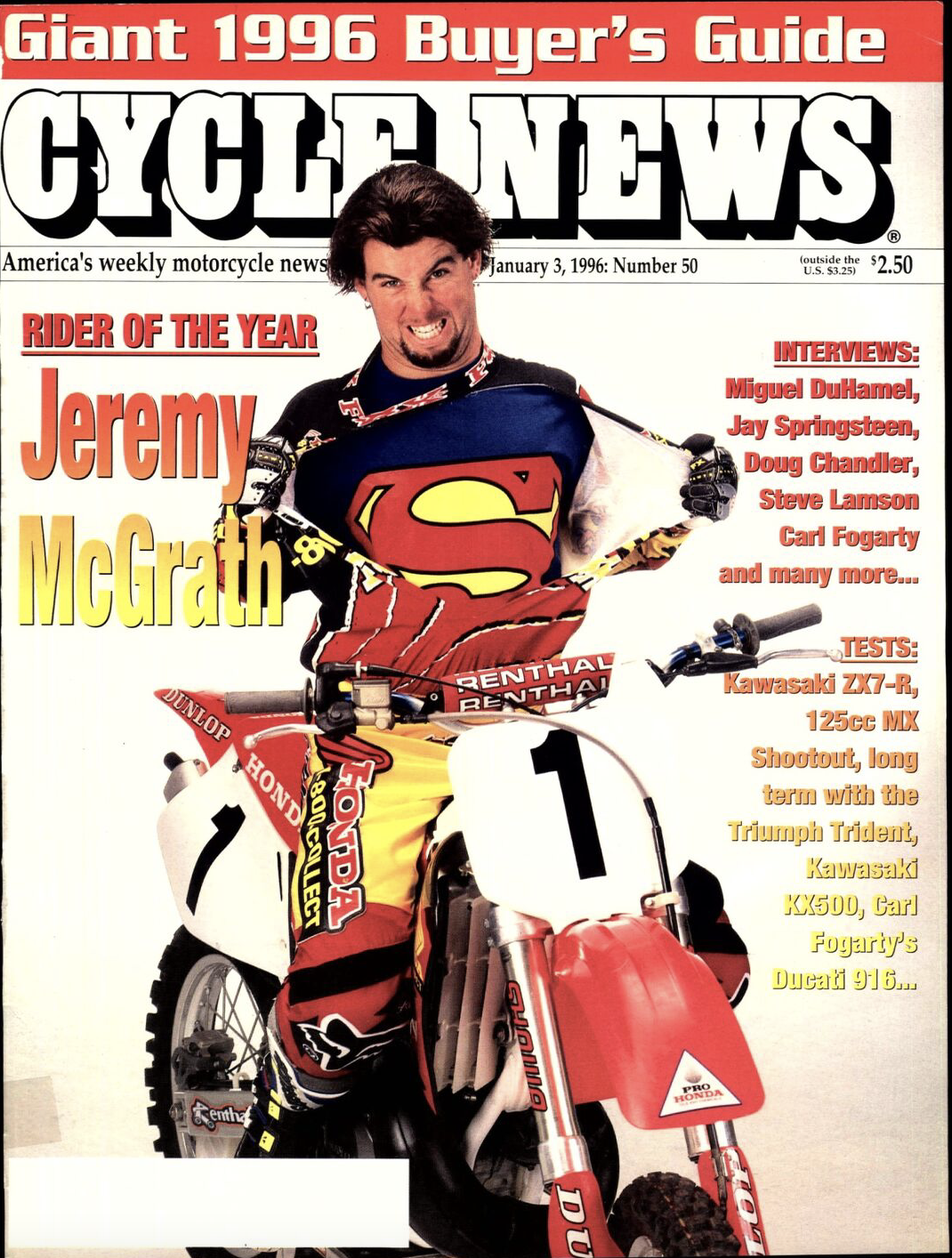 Jeremy McGrath on the cover of Cycle News.