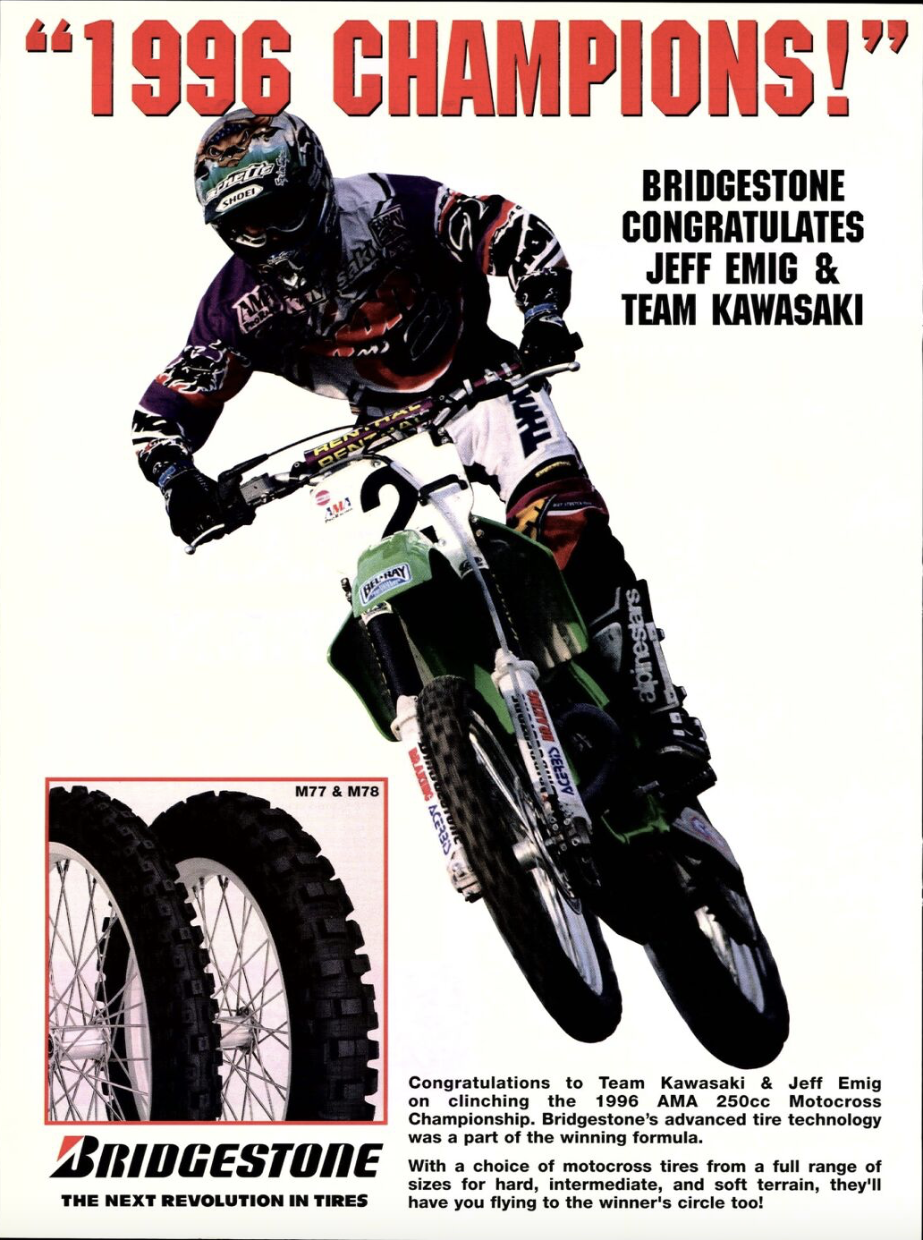 Bridgestone ad featuring Jeff Emig.