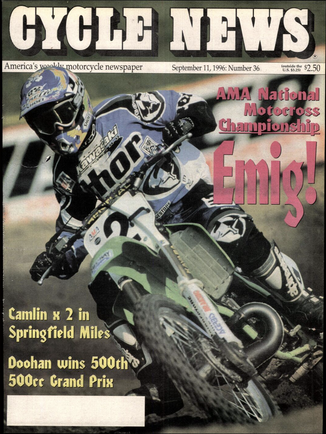 Jeff Emig on the cover of Cycle News