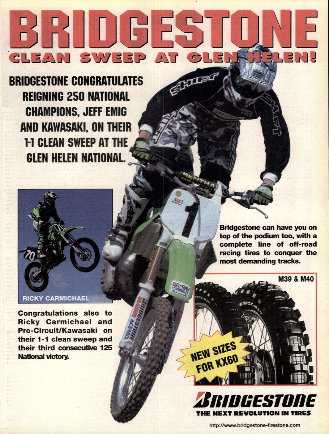 Bridgestone ad featuring Jeff Emig.