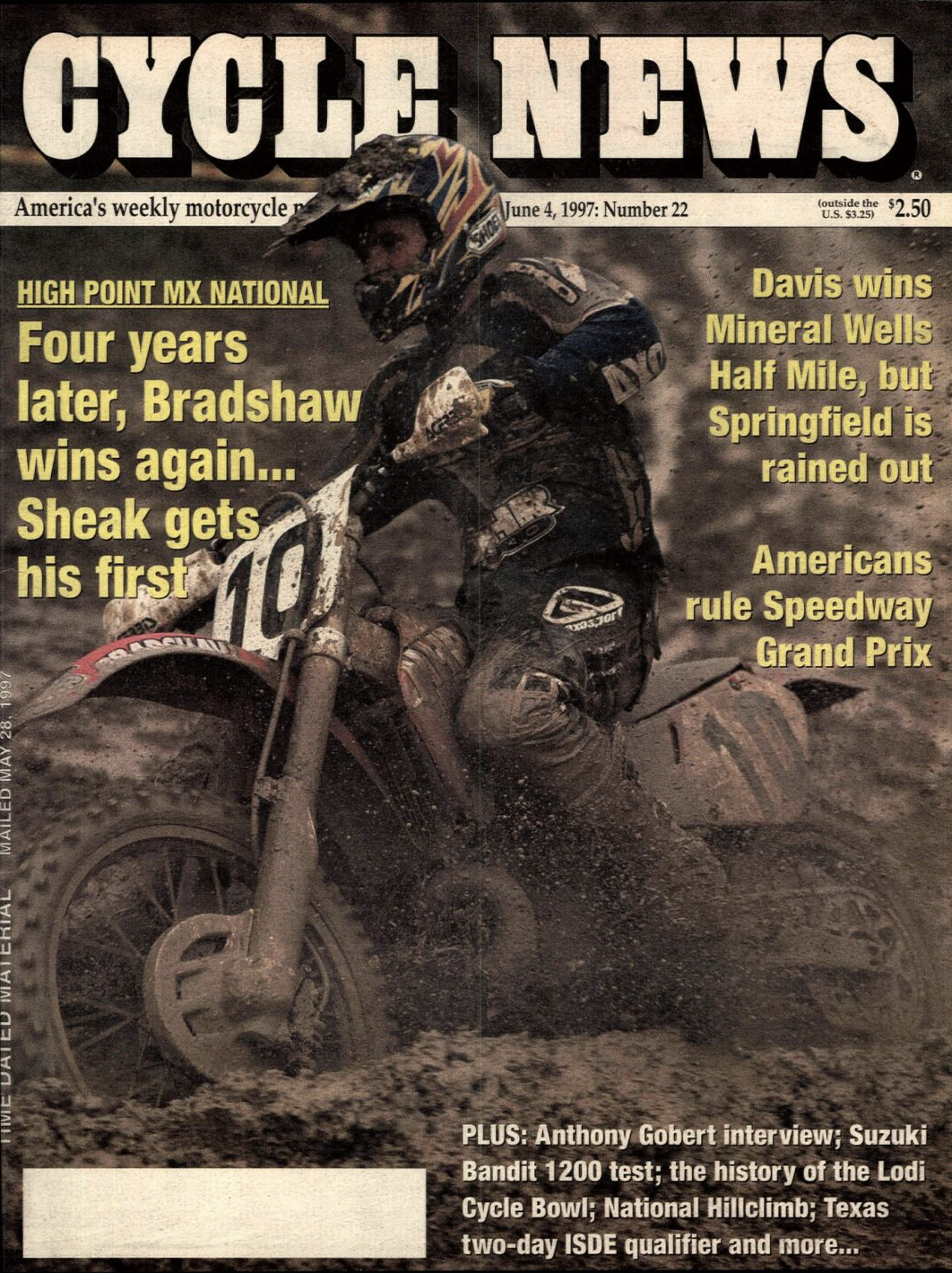 Damon Bradshaw on the cover of Cycle News.
