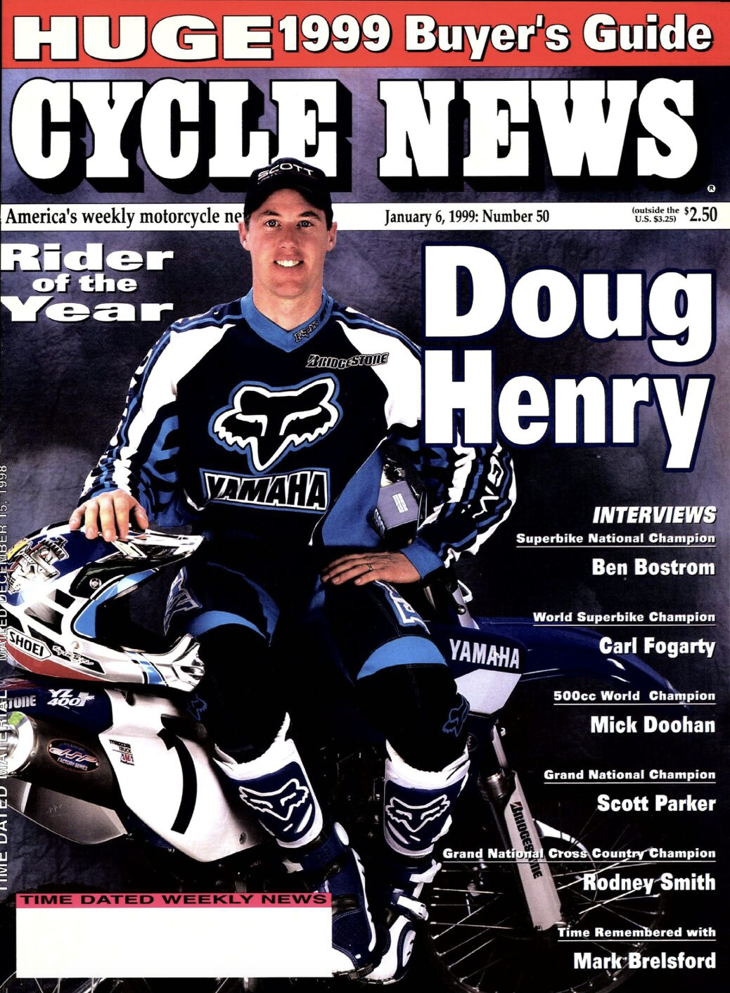 Doug Henry on the cover of Cycle News.