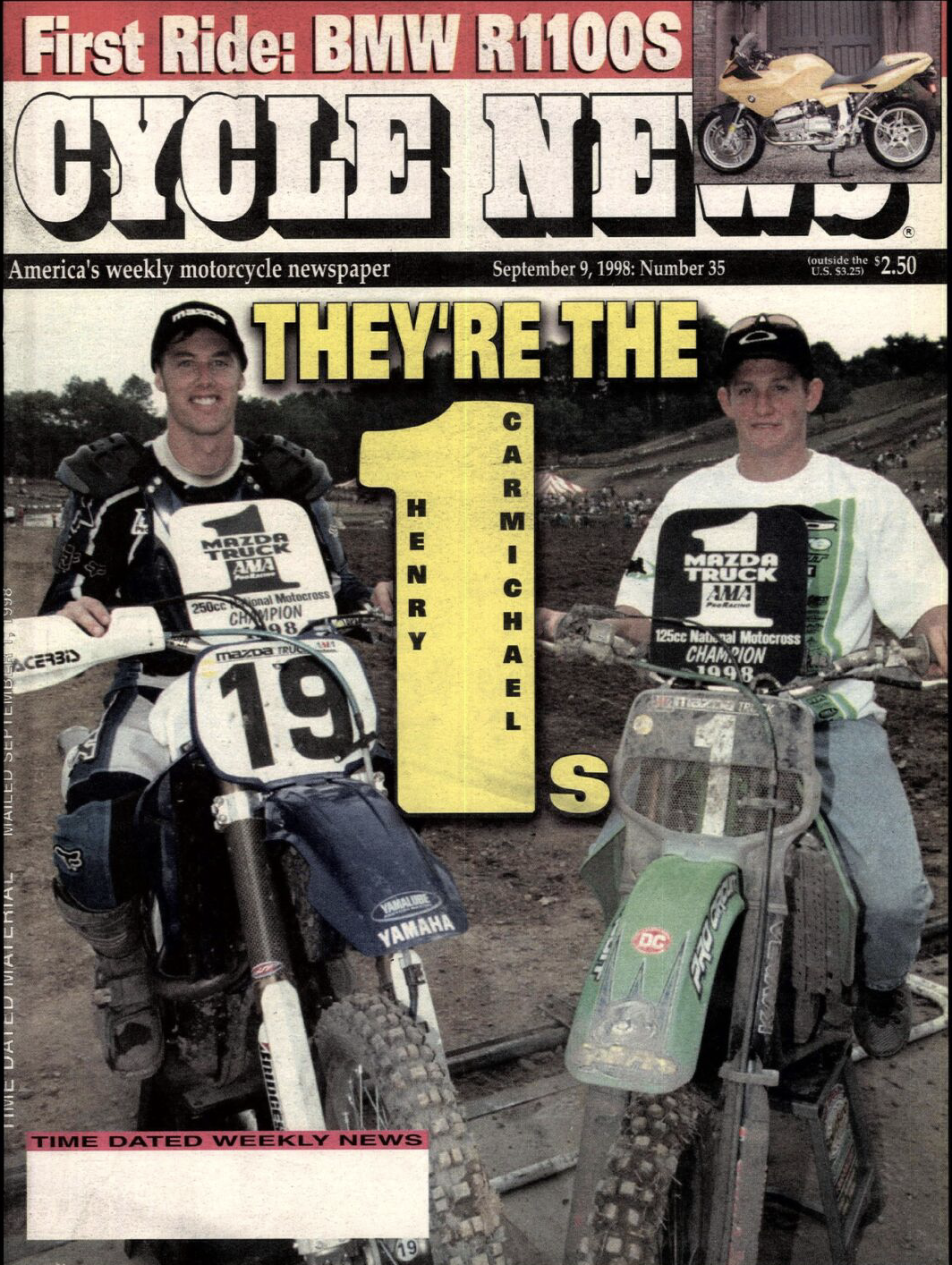 Doug Henry and Ricky Carmichael on the cover of Cycle News.