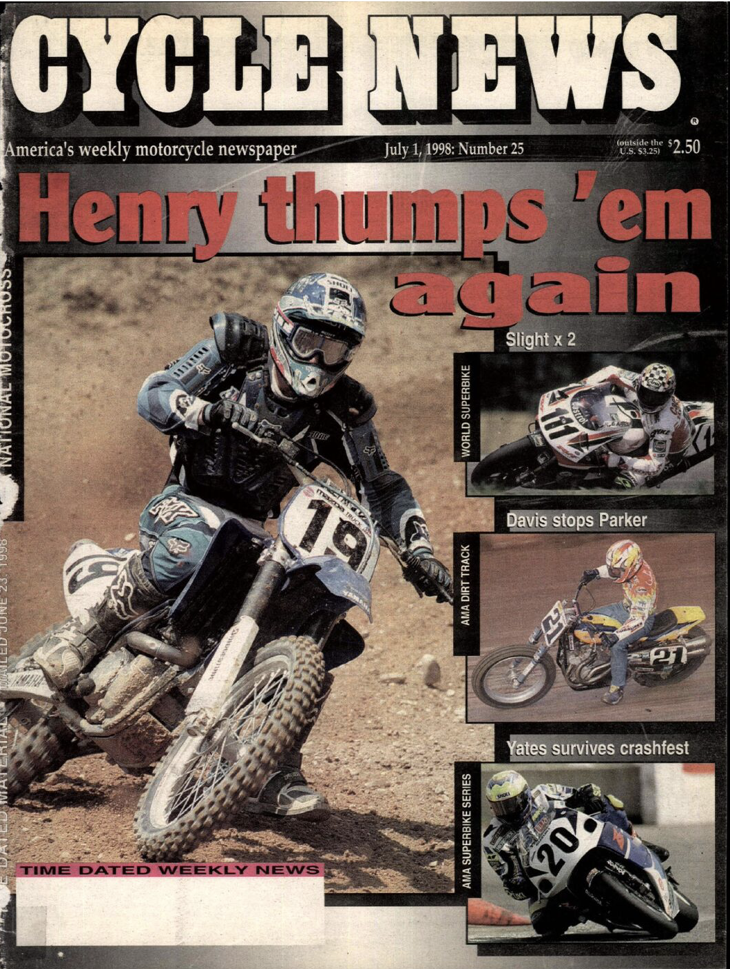 Doug Henry on the cover of Cycle News.