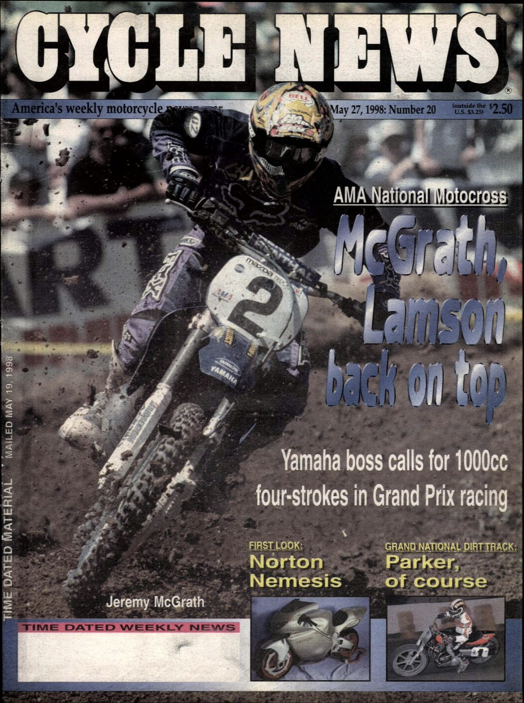 Jeremy McGrath on the cover of Cycle News.
