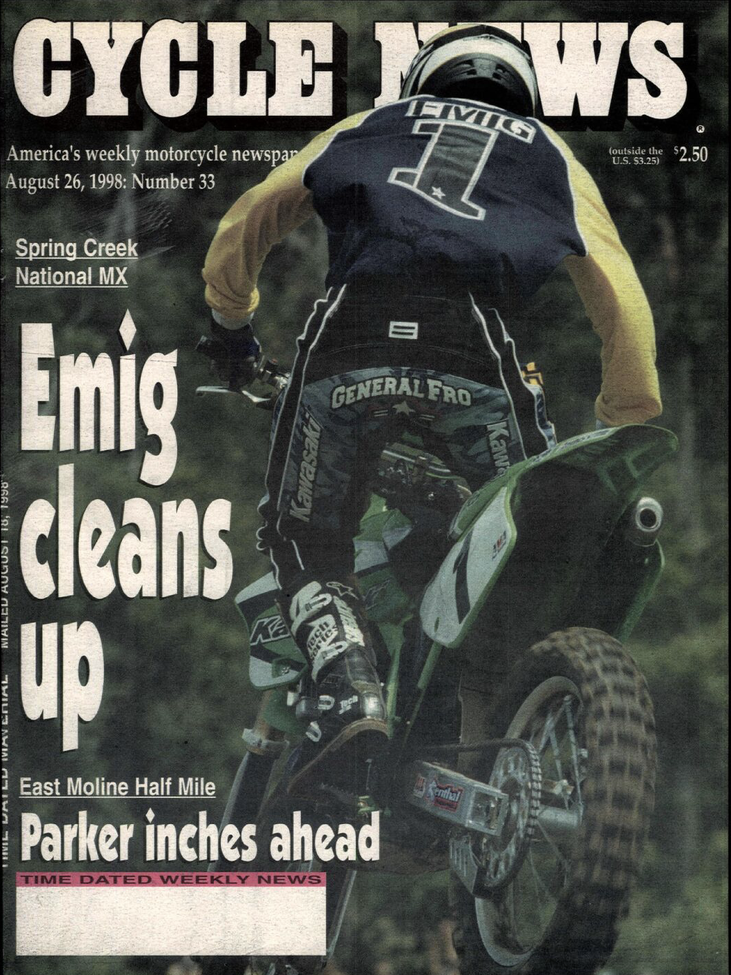 Jeff Emig on the cover of Cycle News.