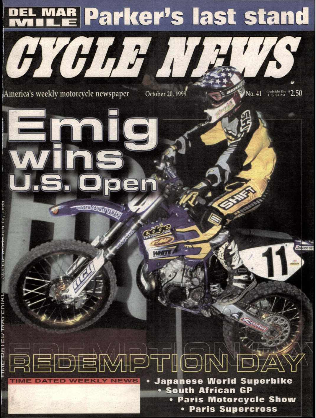 Jeff Emig on the cover of Cycle News.