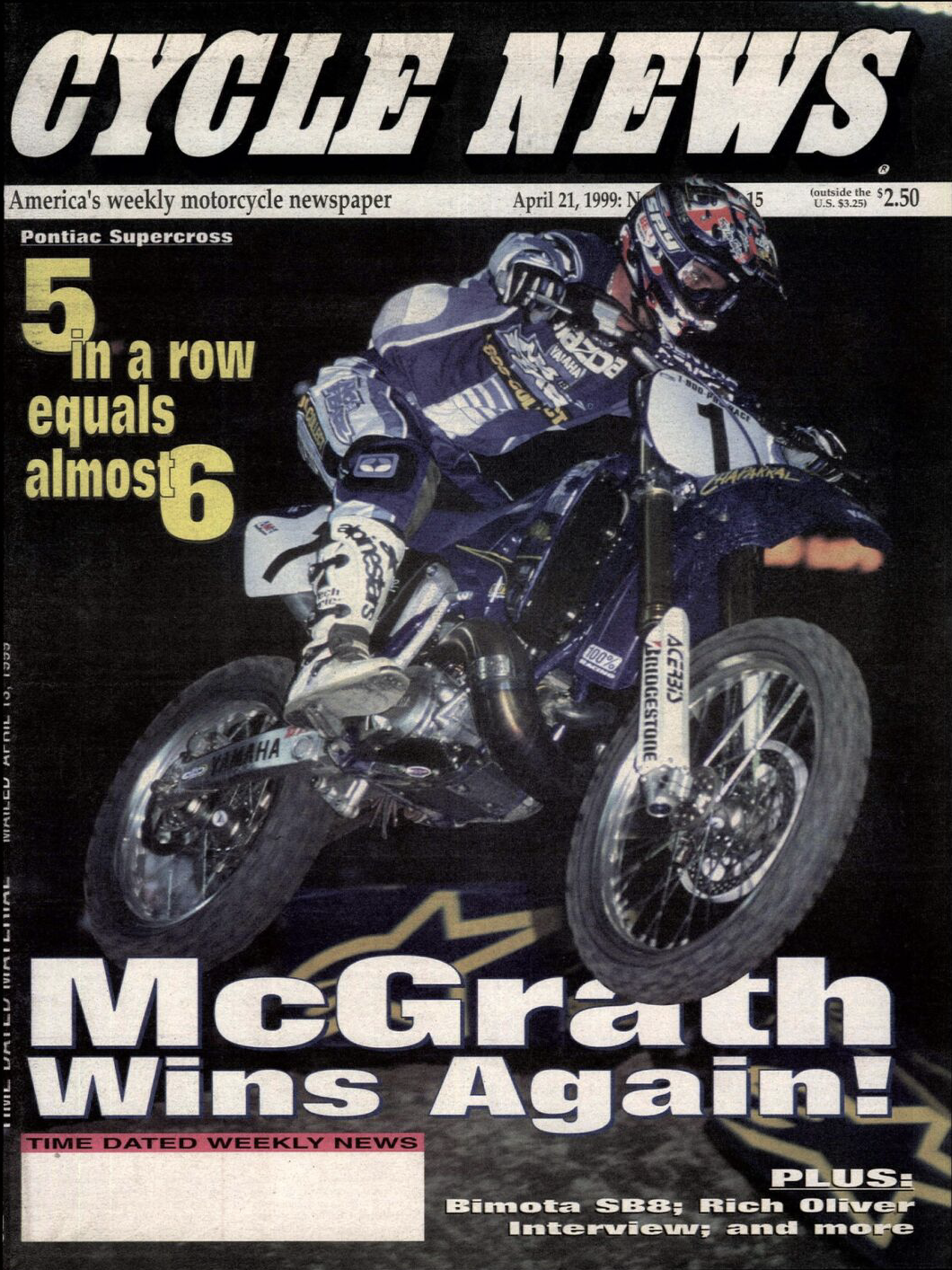 Jeremy McGrath on the cover of Cycle News.