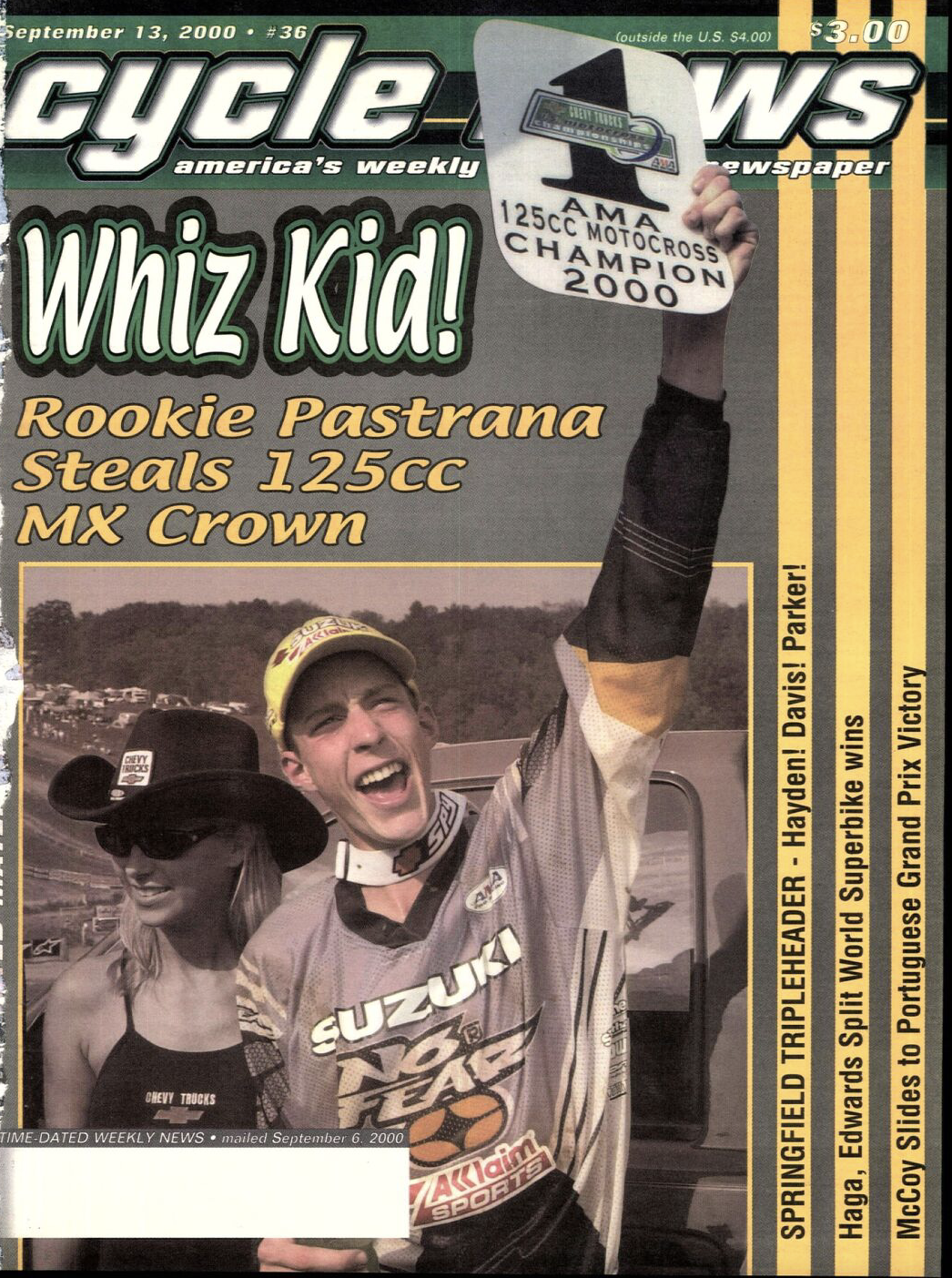 Travis Pastrana on the cover of Cycle News.