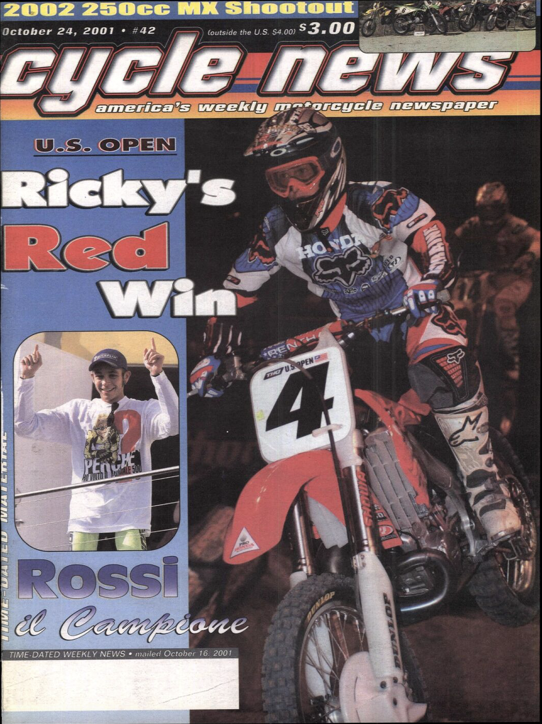 Carmichael on the cover of Cycle News.
