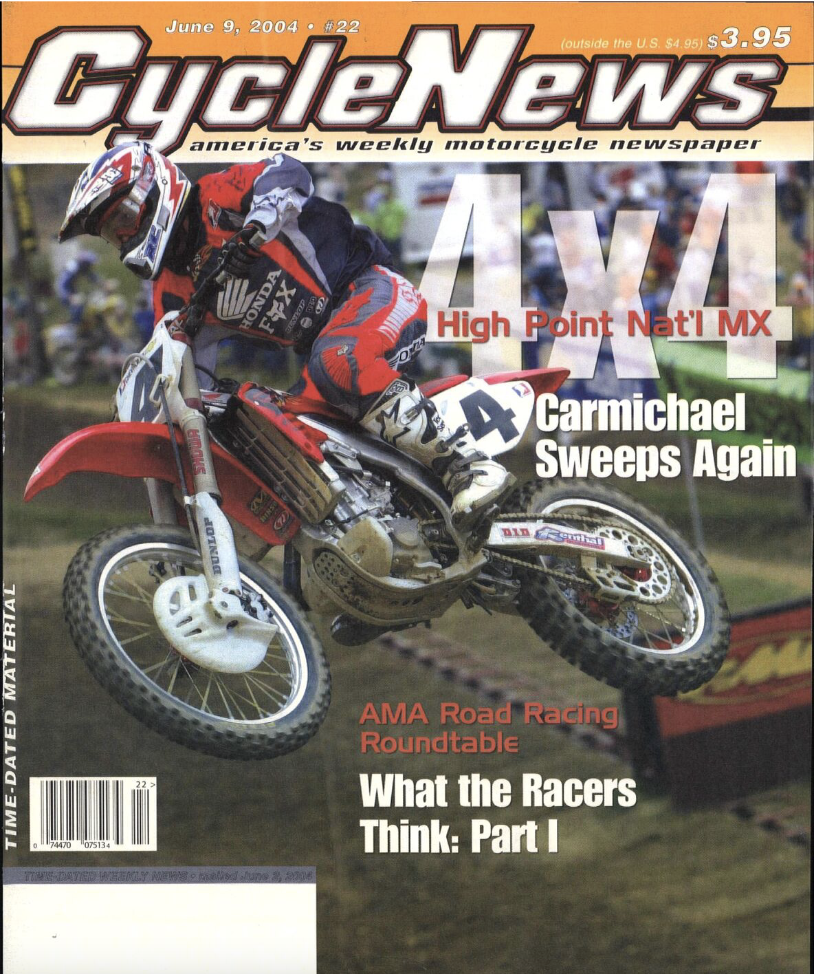 Ricky Carmichael on the cover of Cycle News.