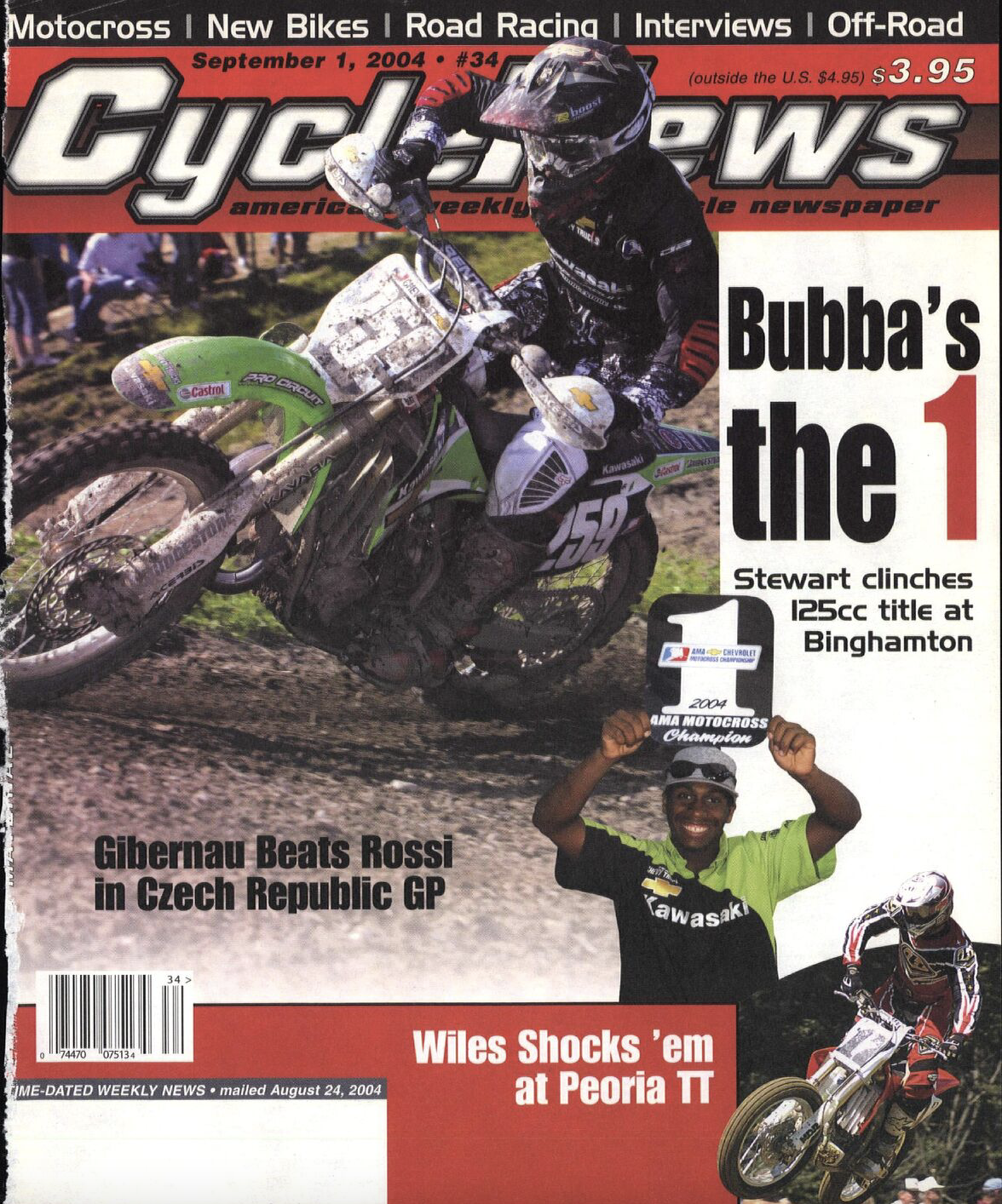 James Stewart on the cover of Cycle News.