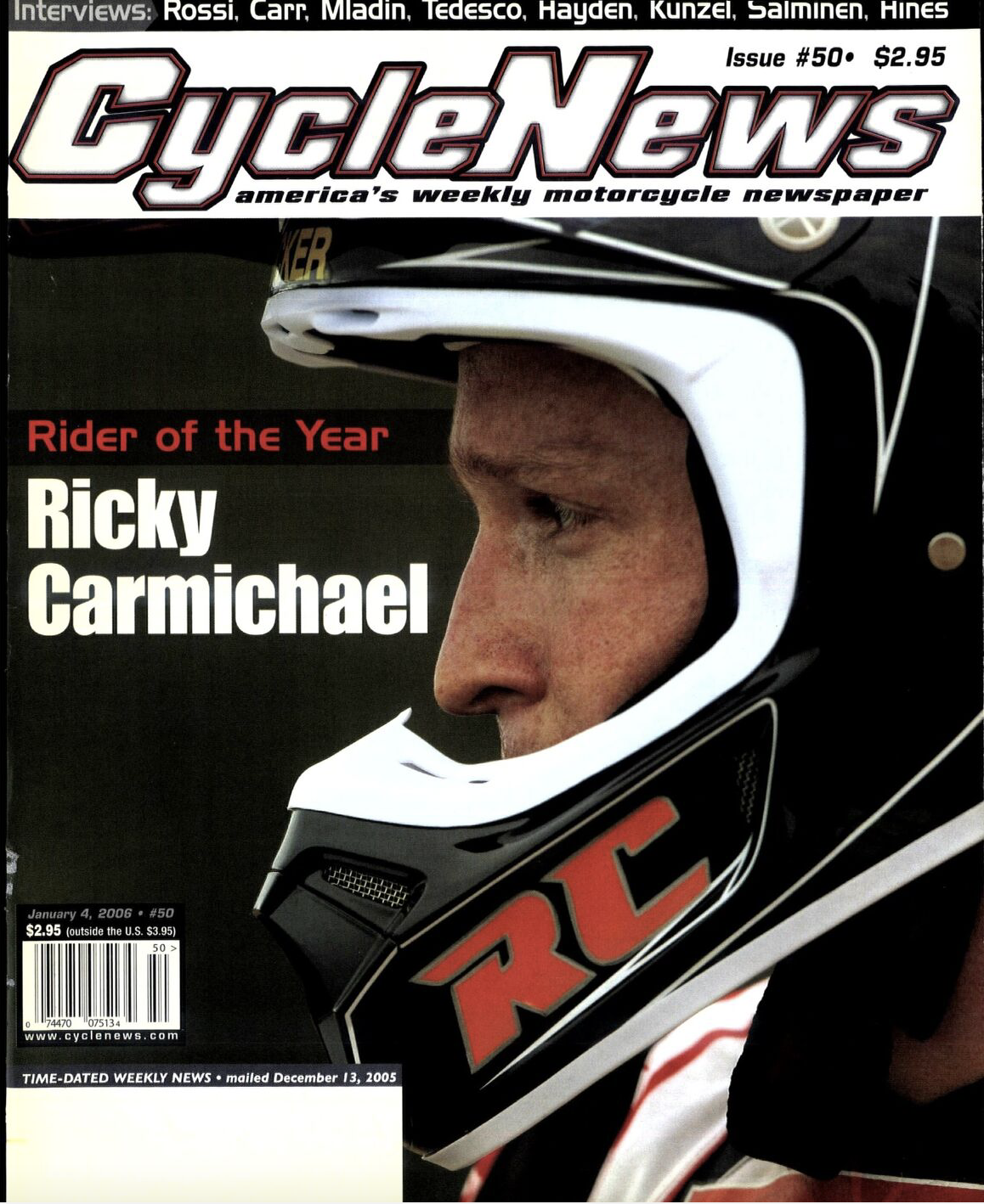 Ricky Carmichael on the cover of Cycle News.