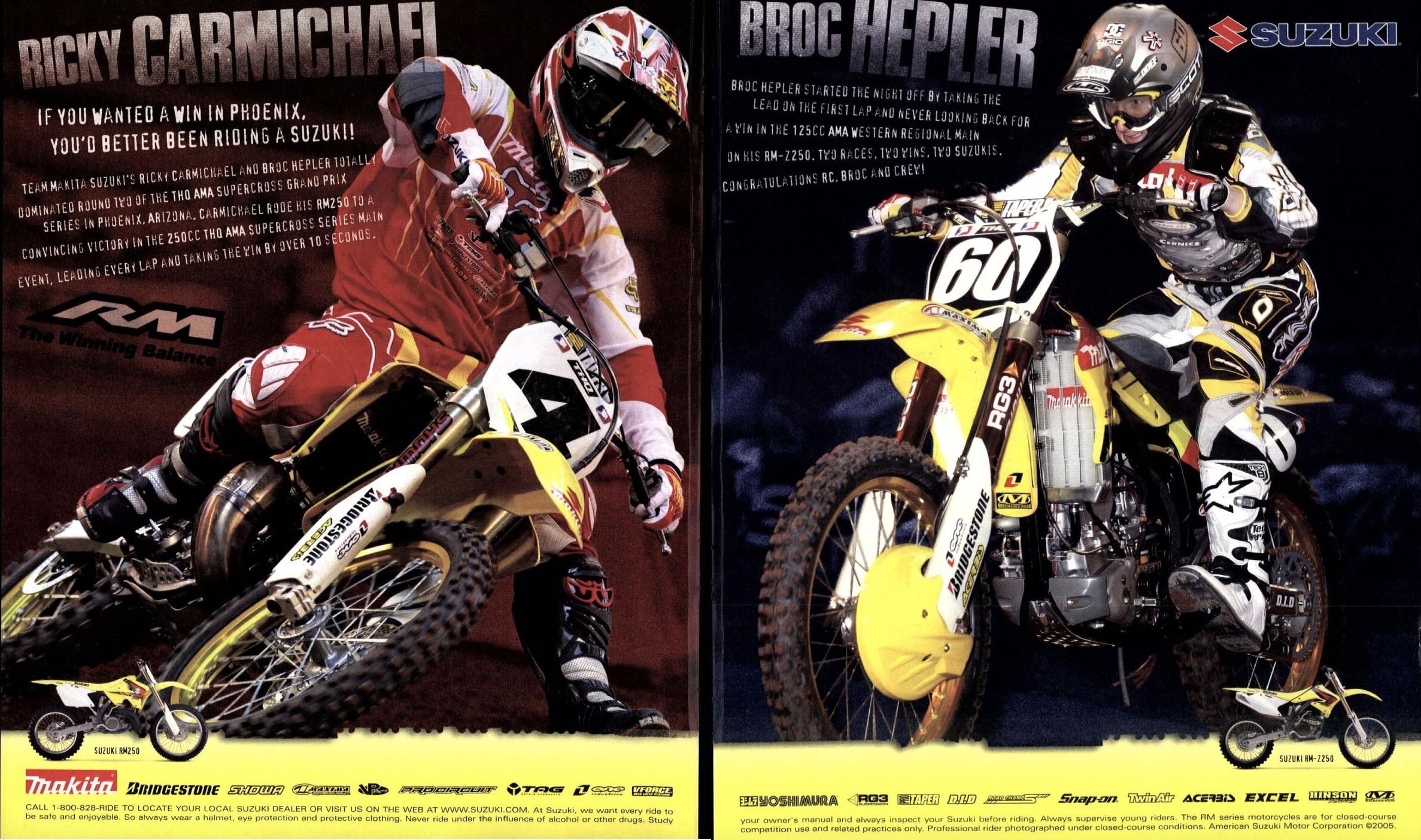 Suzuki ad with Ricky Carmichael and Broc Hepler.