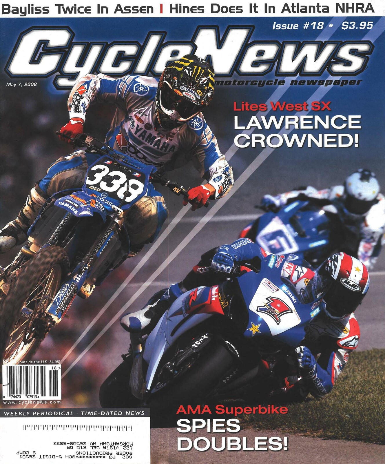Jason Lawrence on the cover of Cycle News.