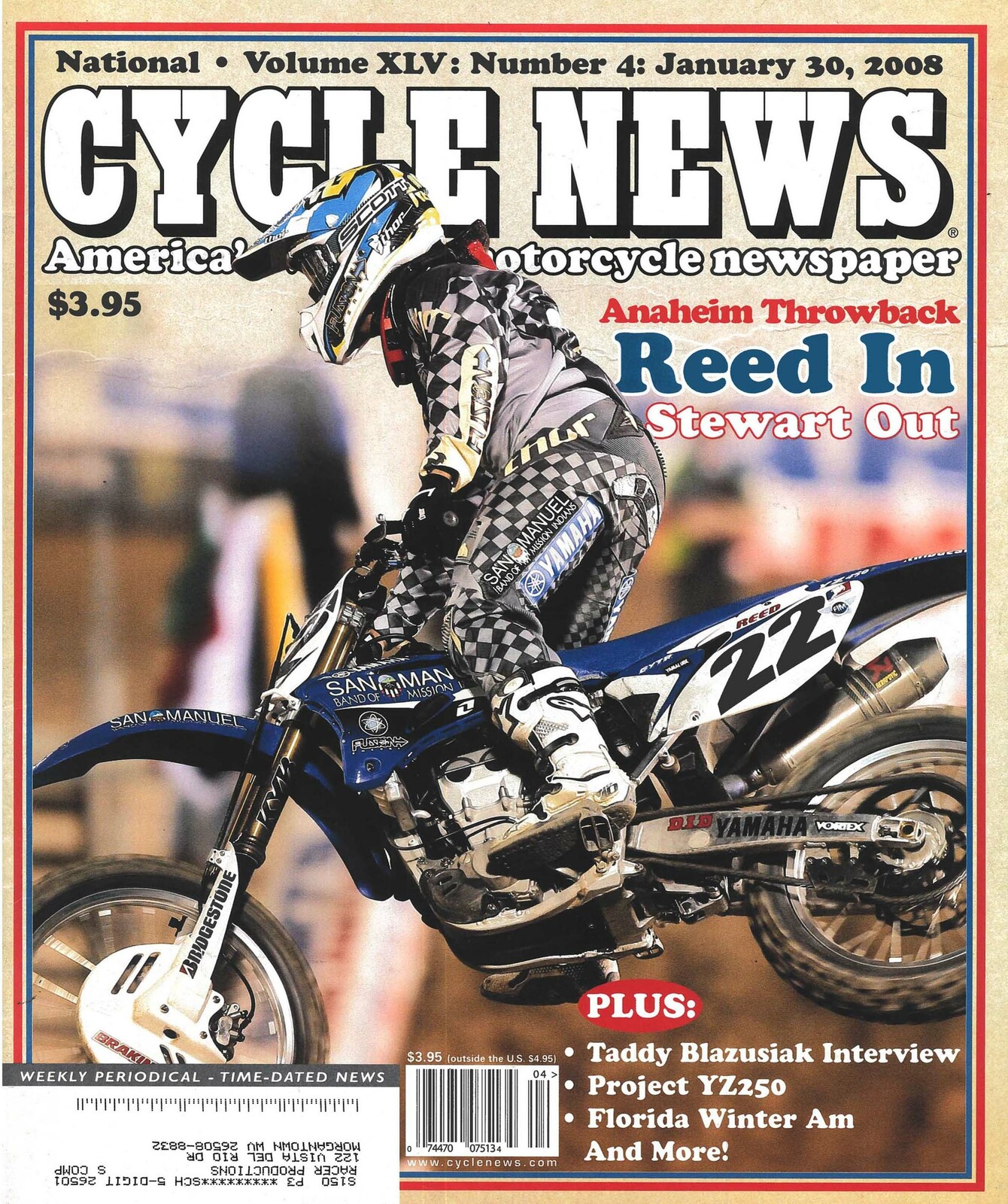 Chad Reed on the cover of Cycle News.