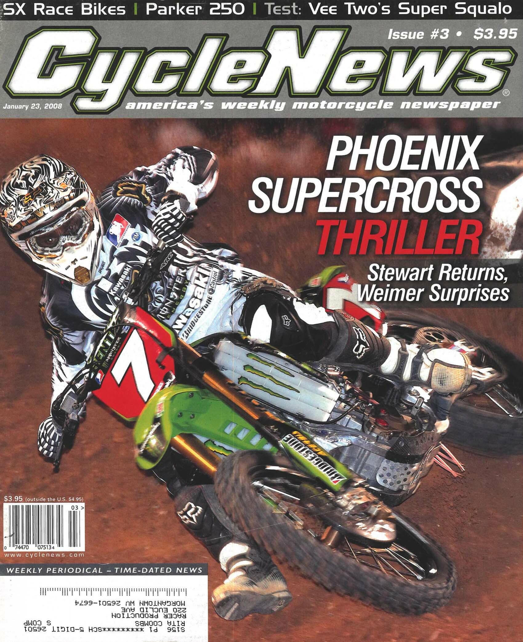 James Stewart on the cover of Cycle News.