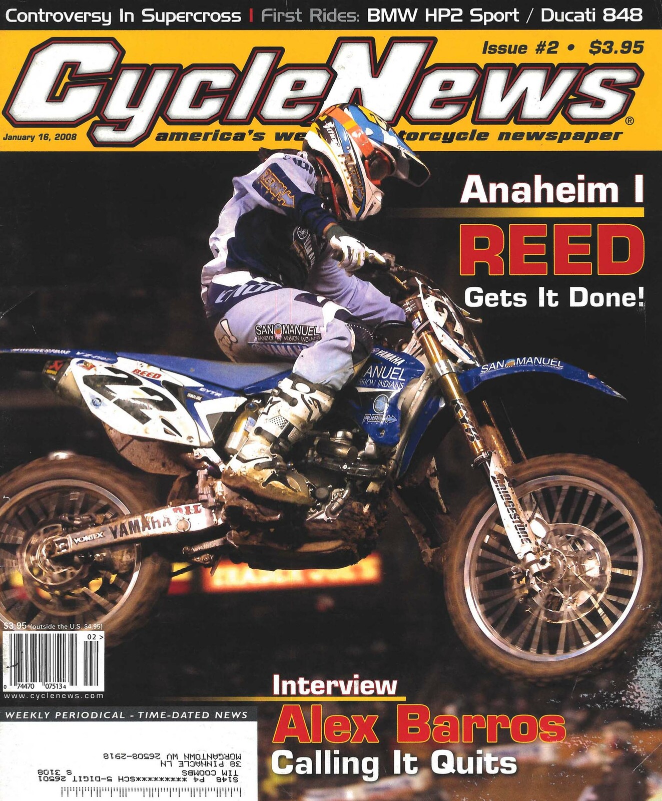 Chad Reed on the cover of Cycle News.
