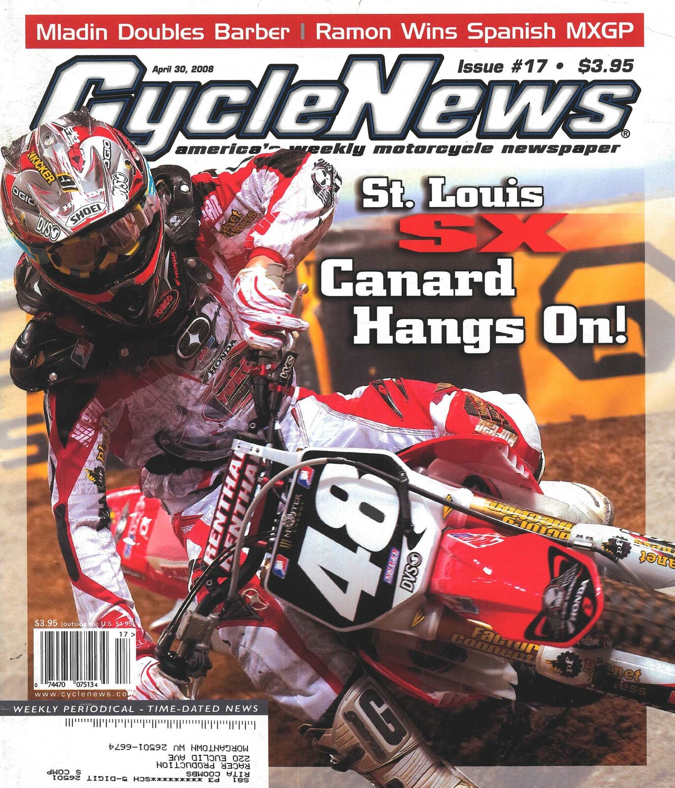 Trey Canard on the cover of Cycle News.