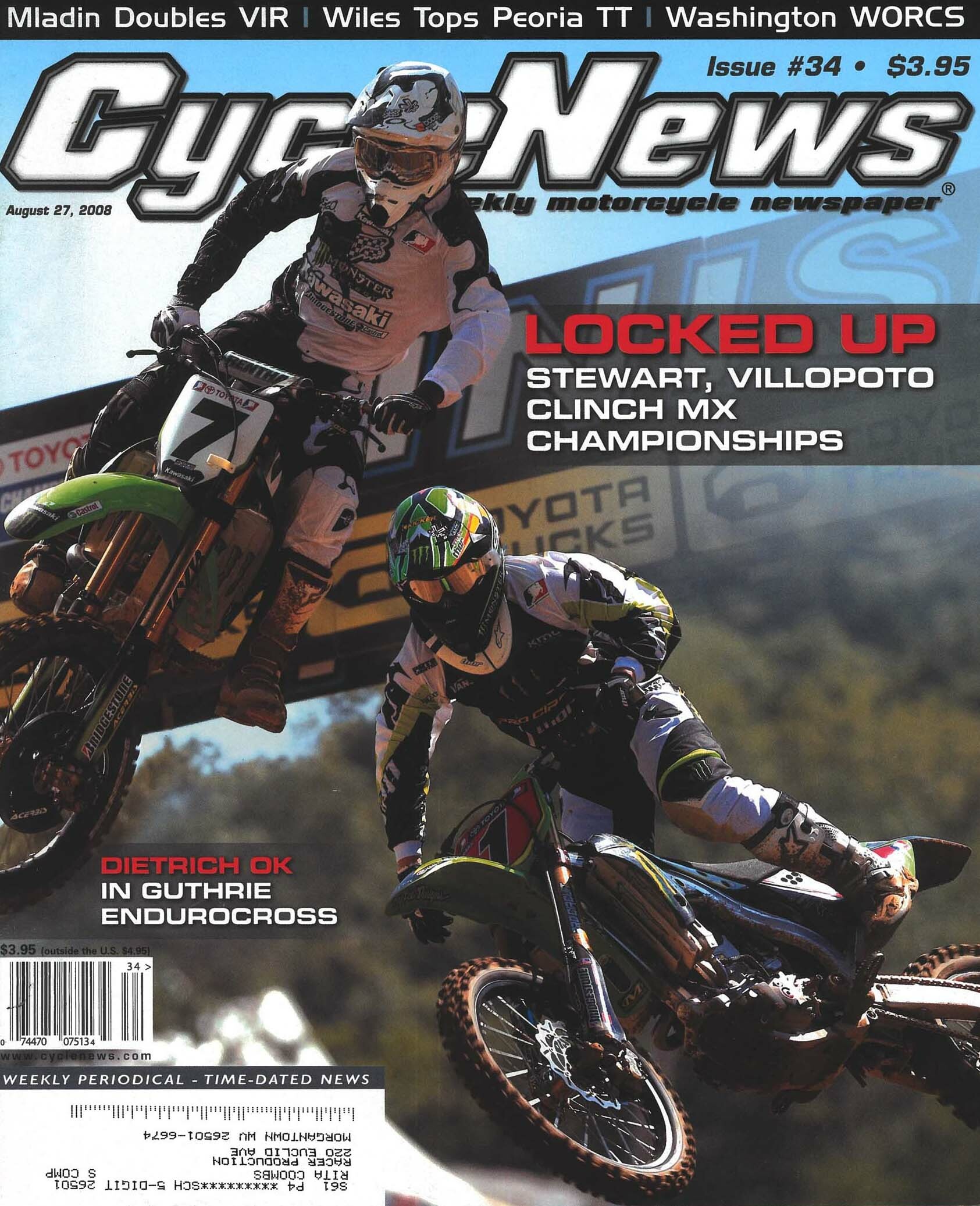 James Stewart and Ryan Villopoto on the cover of Cycle News.