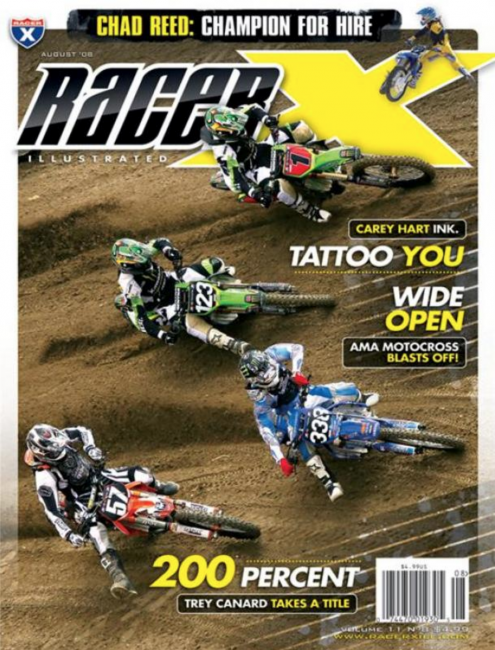 The 2008 Glen Helen National MX Lites start on the cover of Racer X Illustrated.