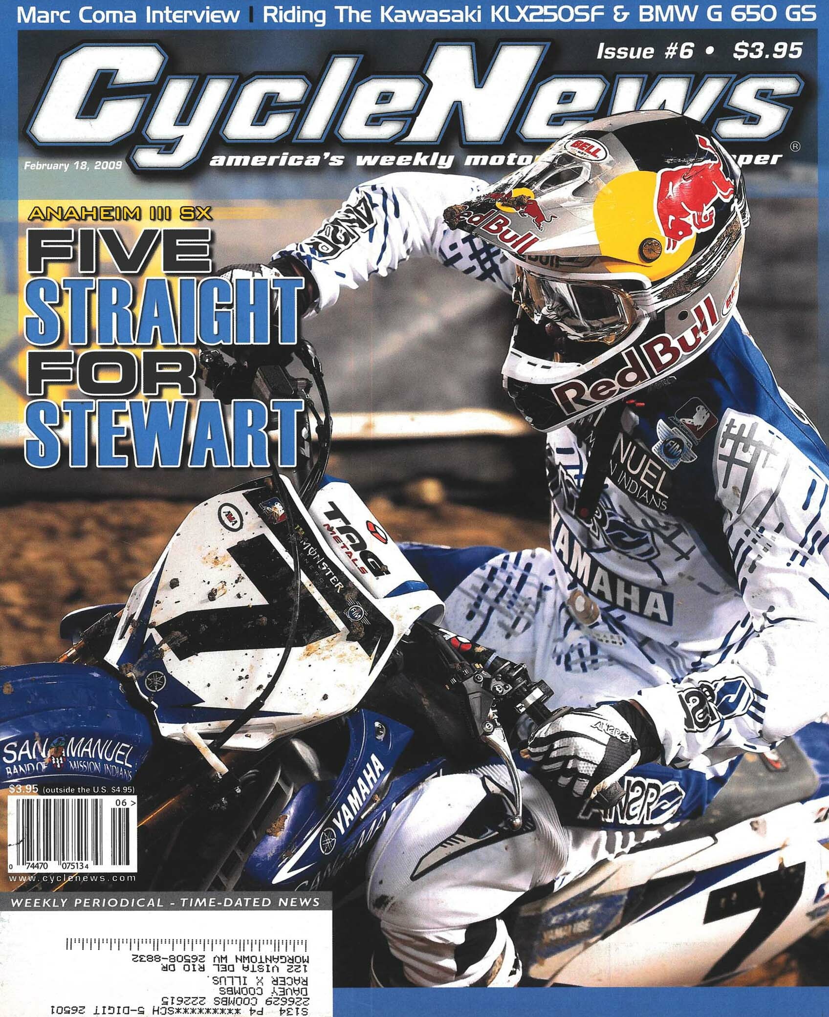 James Stewart on the cover of Cycle News.