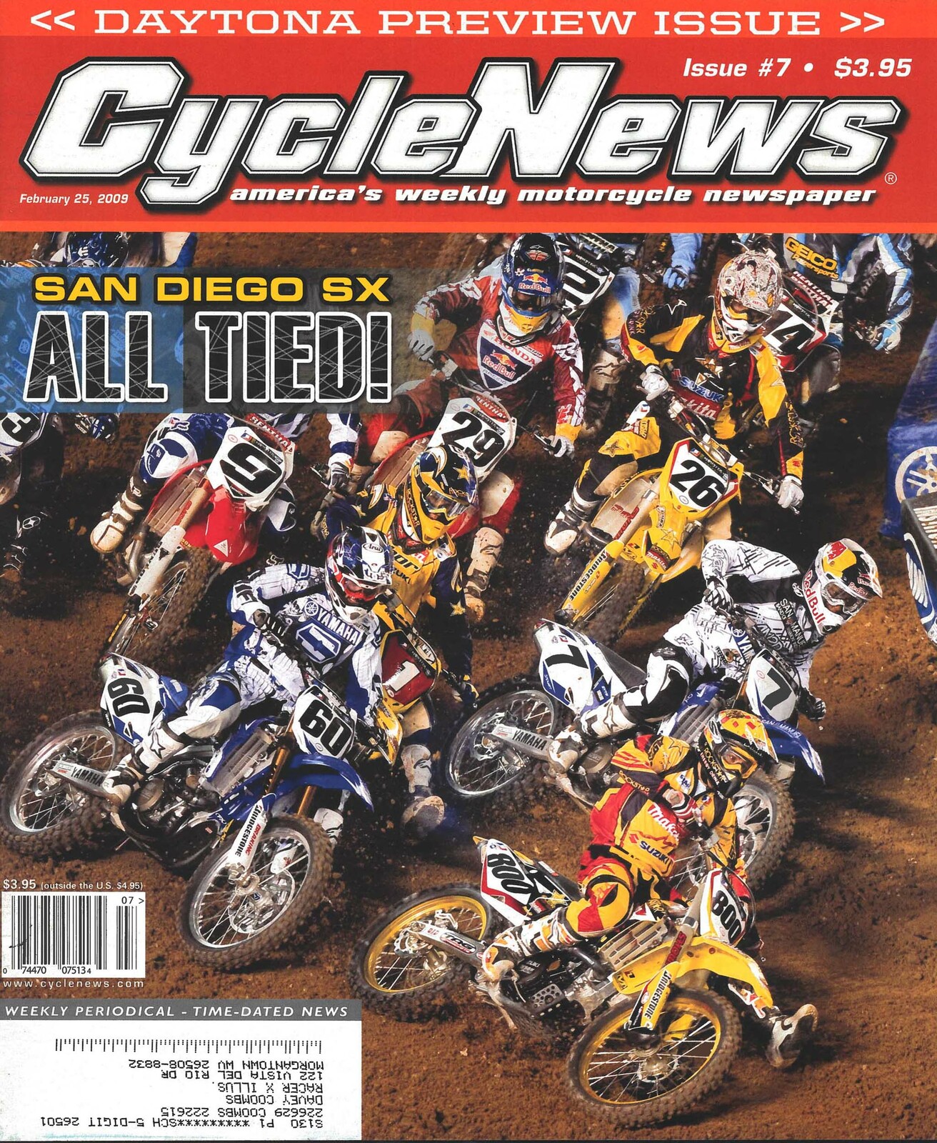 Mike Alessi pulls another holeshot on the cover of Cycle News.