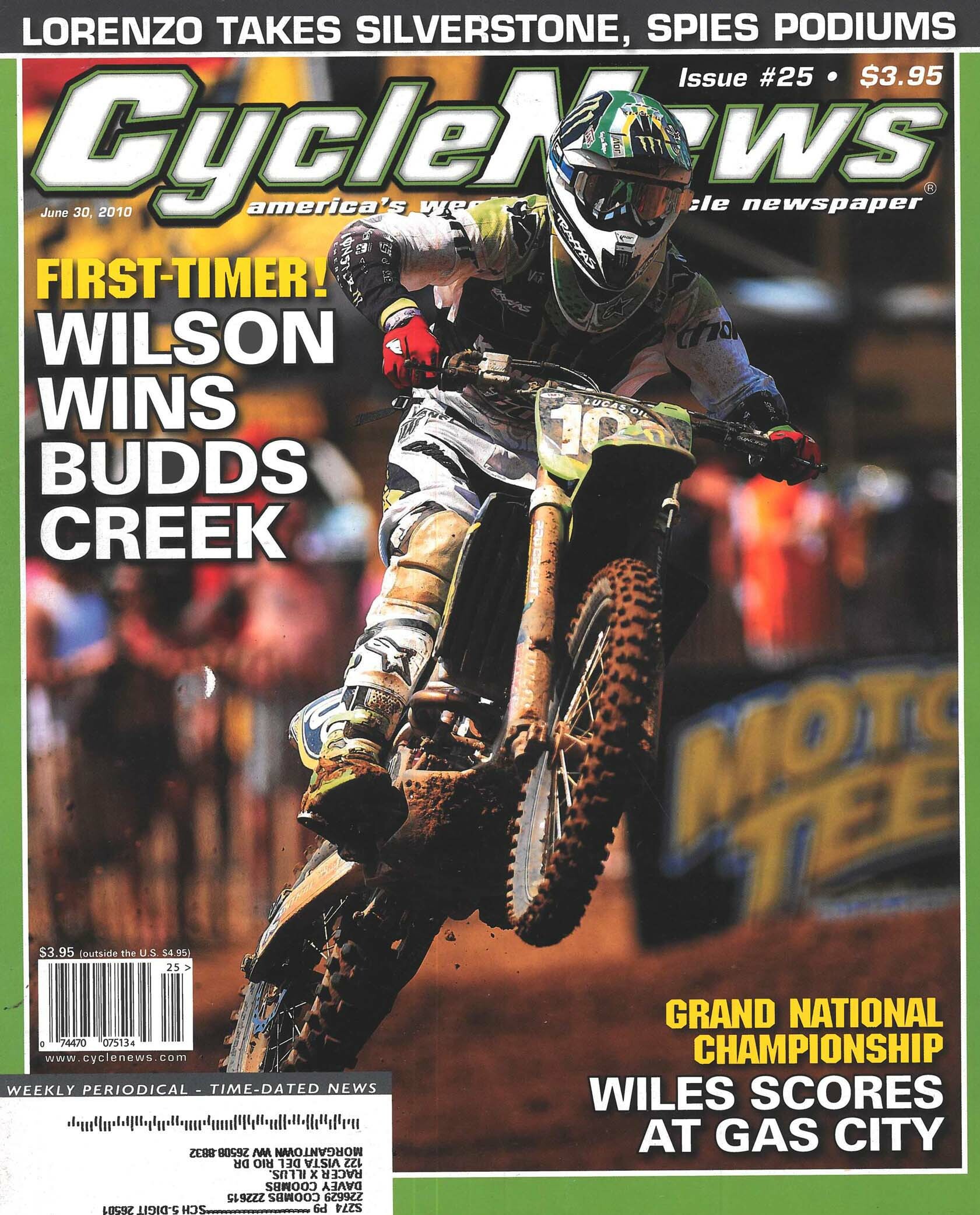 Dean Wilson on the cover of Cycle News.
