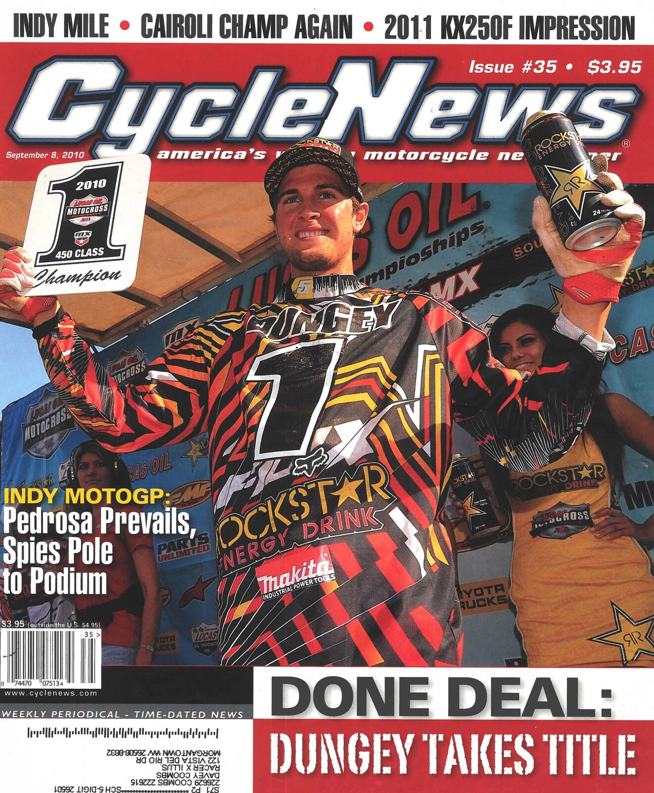 Ryan Dungey on the cover of Cycle News.