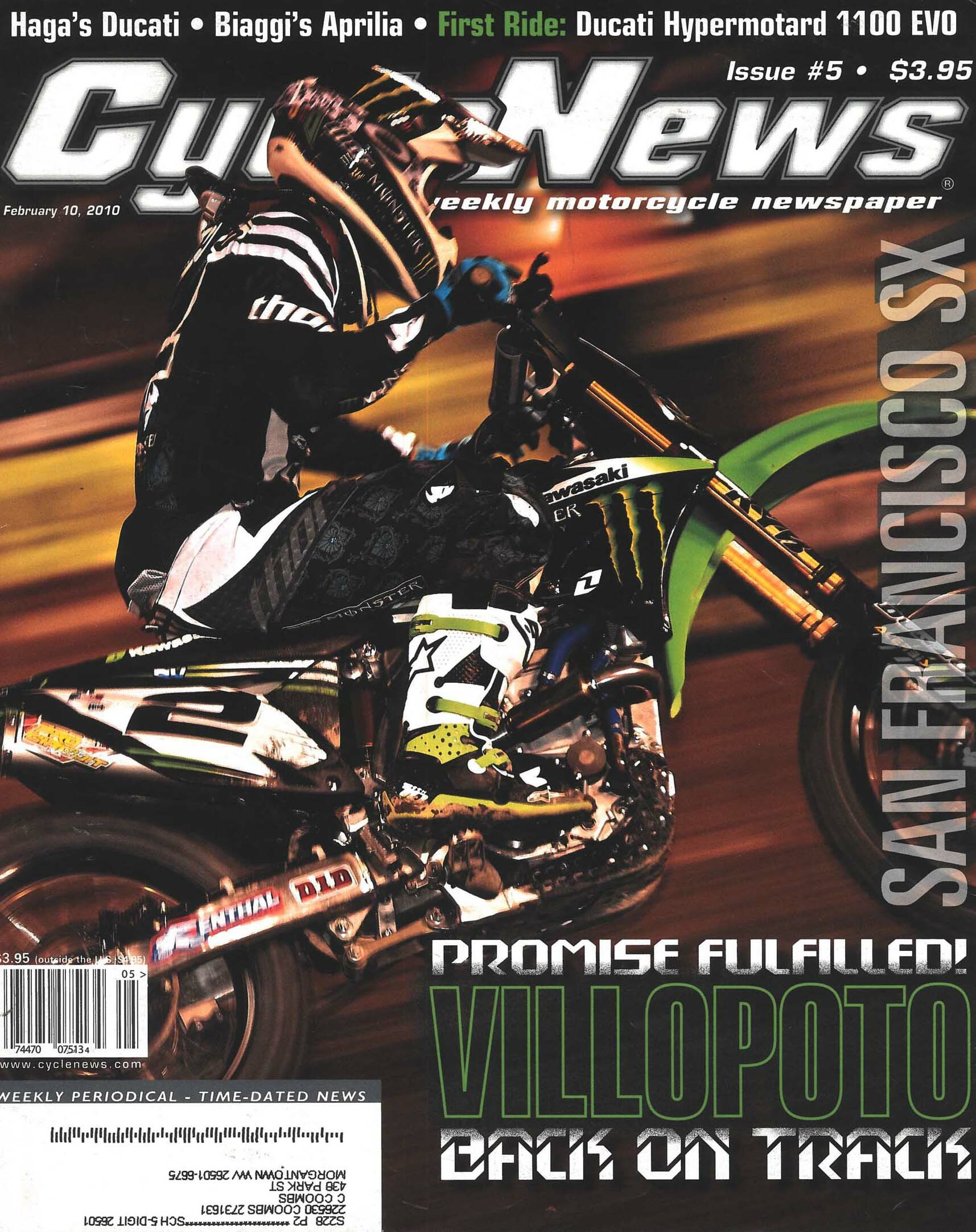 Ryan Villopoto on the cover of Cycle News.
